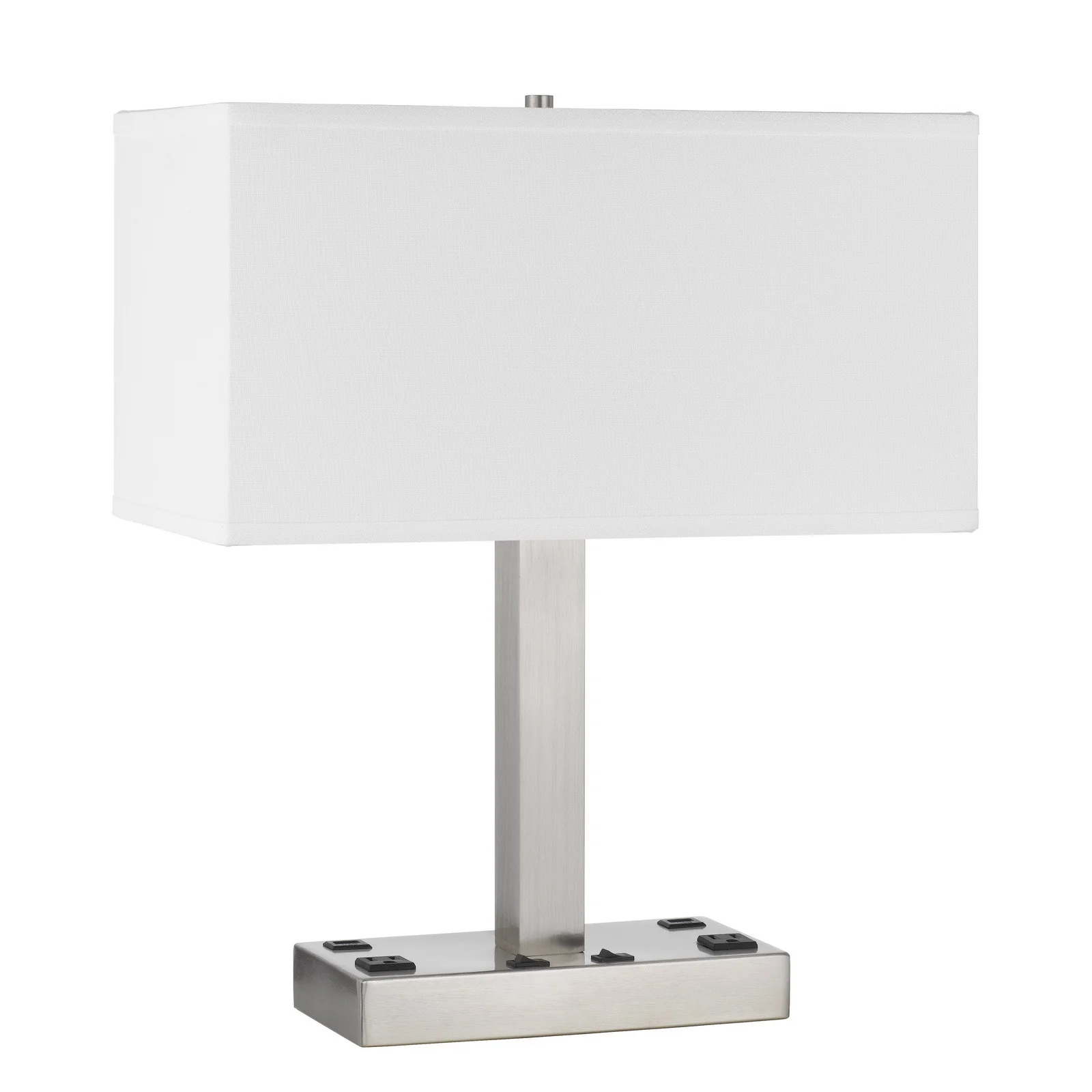 Nickel Metal Two Light Desk USB Table Lamp With White Shade By Homeroots - Image 4