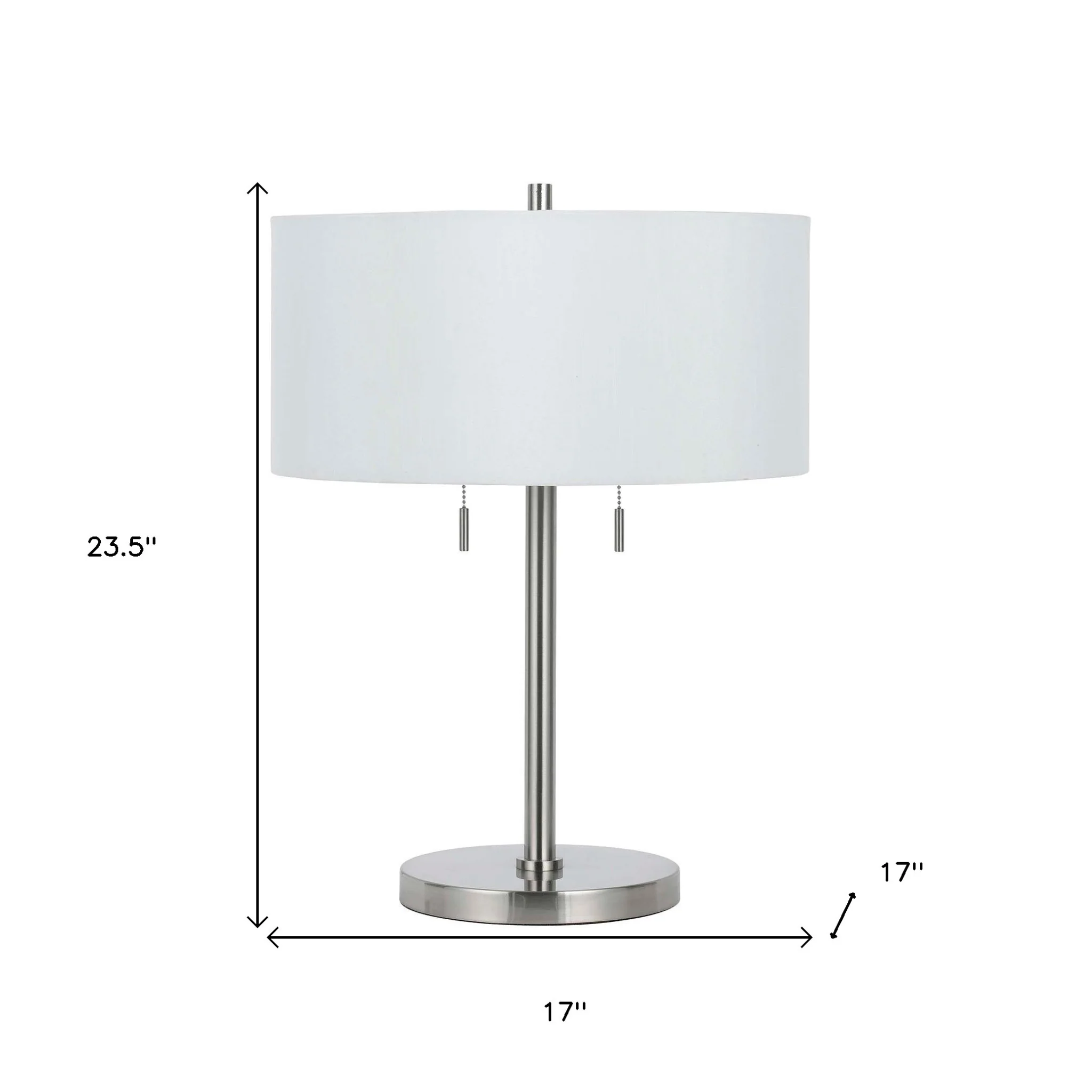 Nickel Metal Two Light Table Lamp With White Empire Shade By Homeroots - Image 3