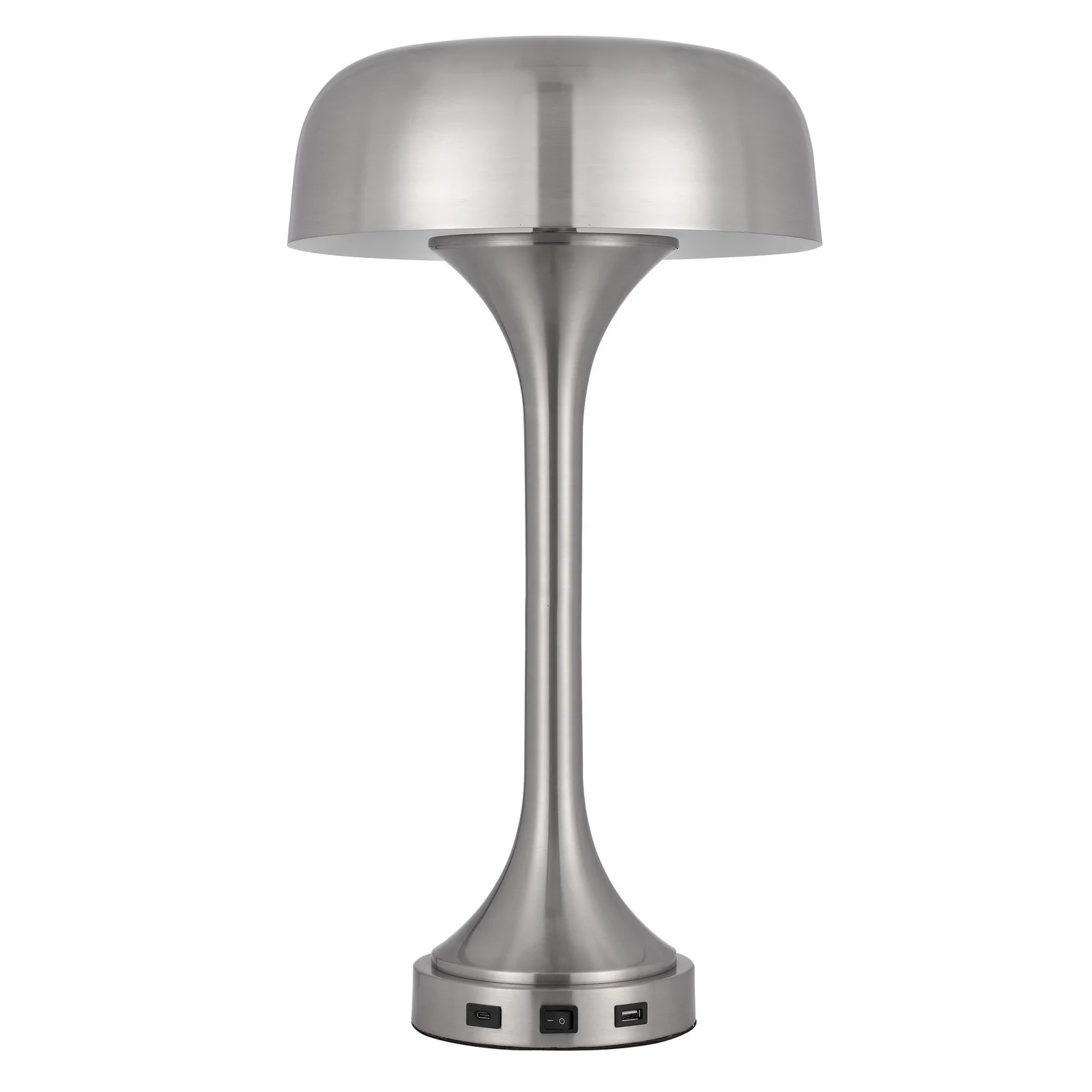 Nickel Metal Two Light Usb Table Lamp With Nickel Dome Shade By Homeroots - Image 6