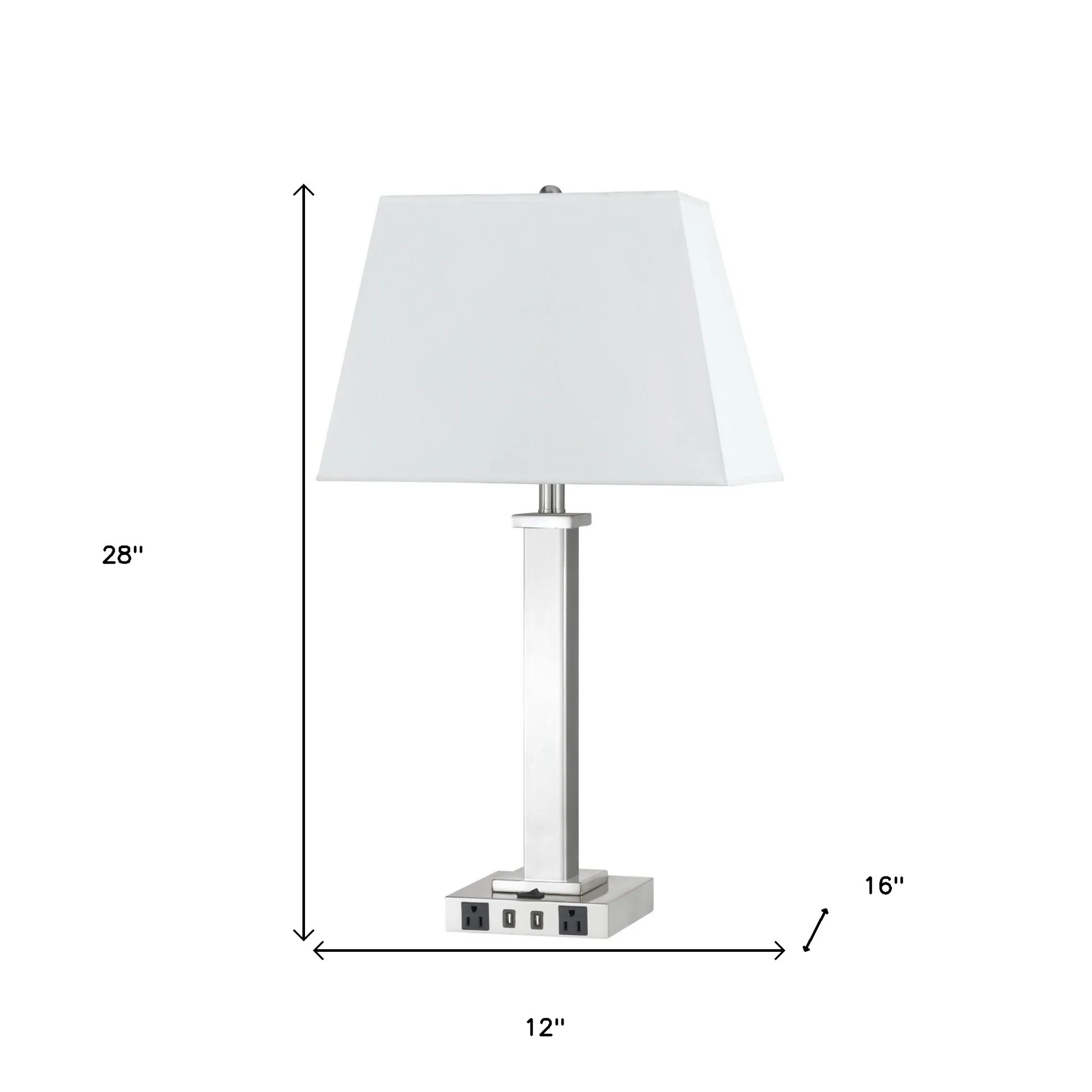 Nickel Metal USB Table Lamp With White Shade By Homeroots - Image 3