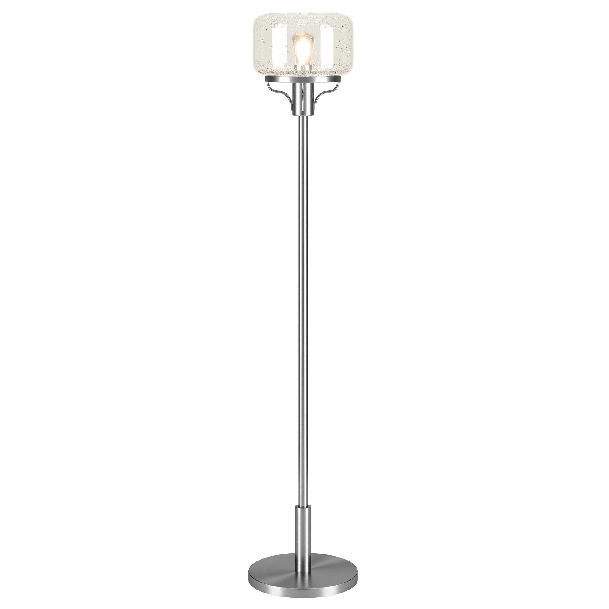 Nickel Novelty Floor Lamp With Clear Seeded Glass Globe Shade By Homeroots - Image 3
