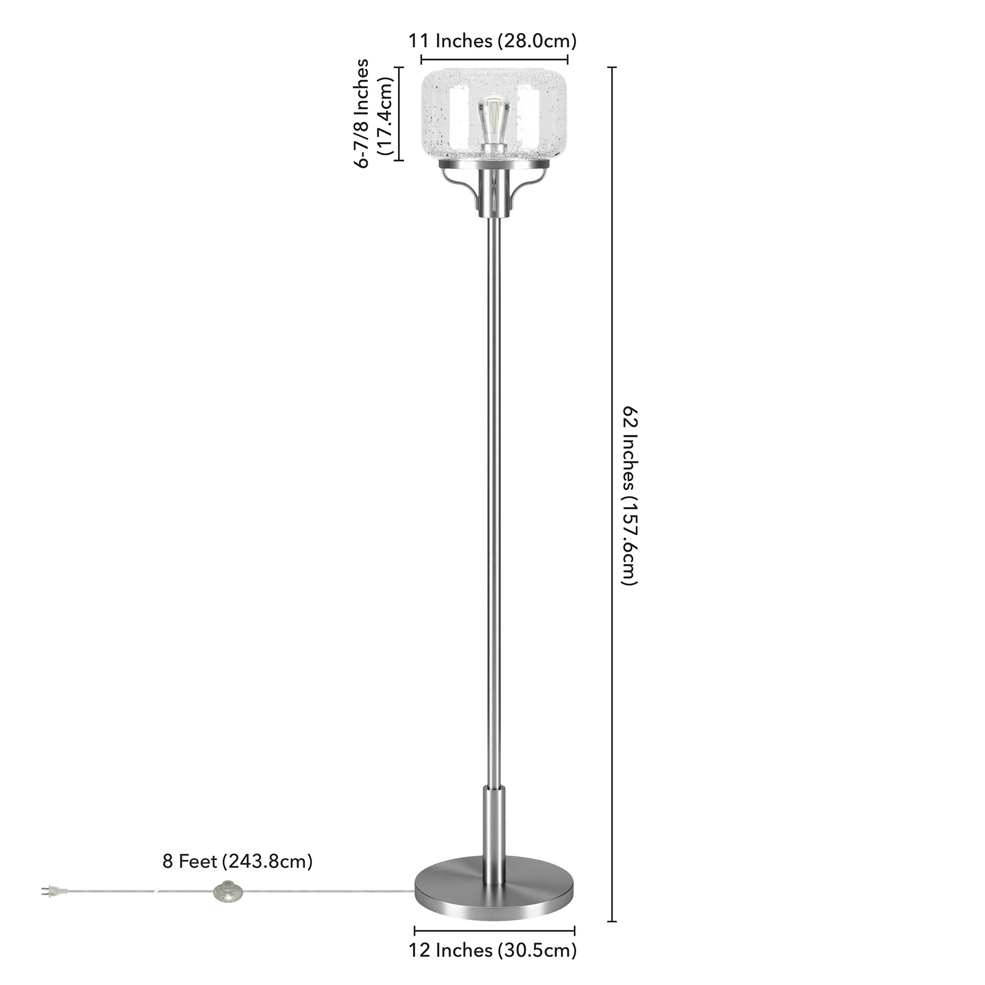 Nickel Novelty Floor Lamp With Clear Seeded Glass Globe Shade By Homeroots - Image 8