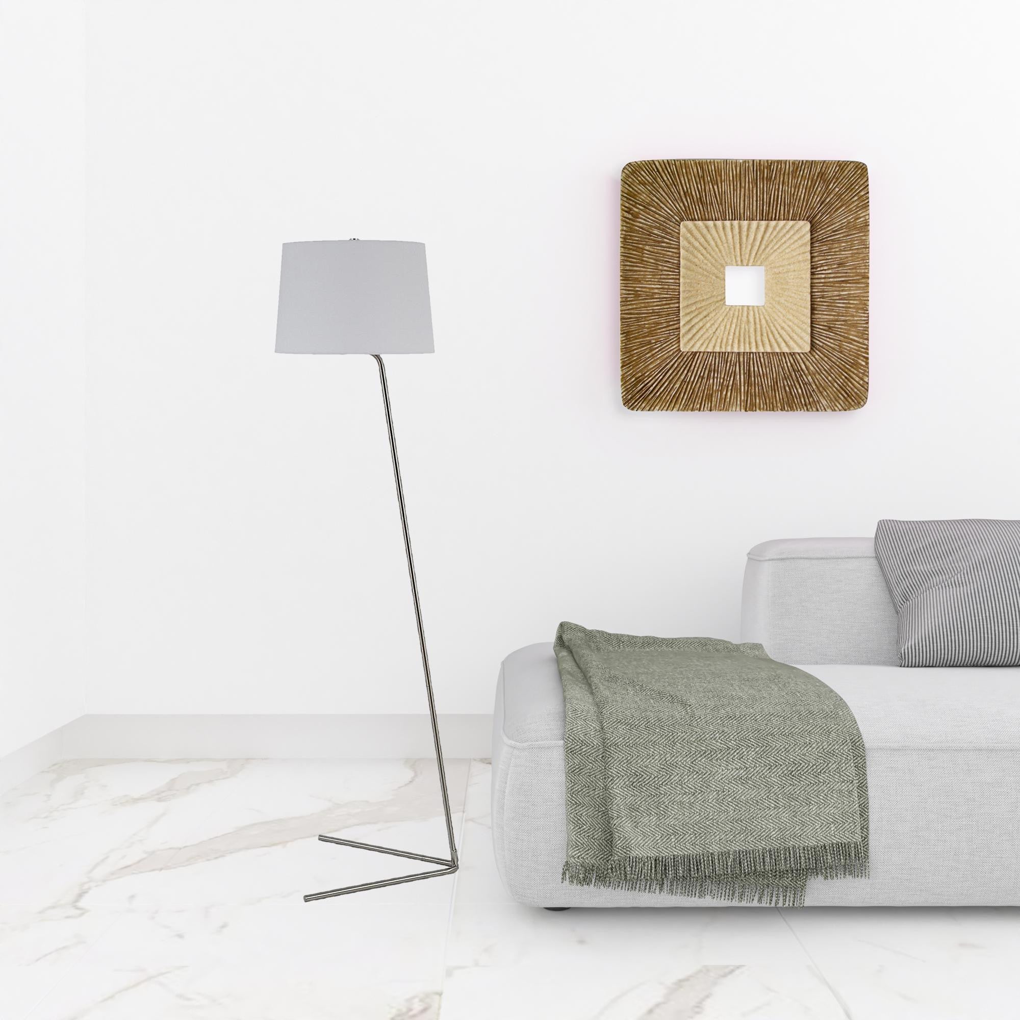 Nickel Novelty Floor Lamp With White Frosted Glass Drum Shade By Homeroots - Image 3