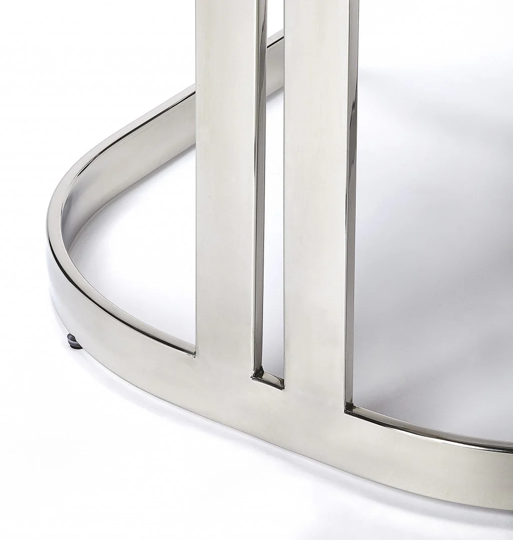 Nickel Plated White Faux Leather Counter Stool By Homeroots - Image 4