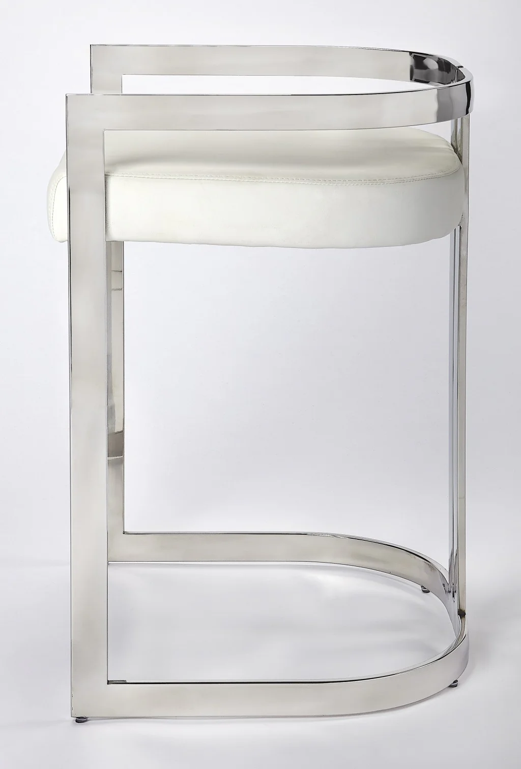 Nickel Plated White Faux Leather Counter Stool By Homeroots - Image 5