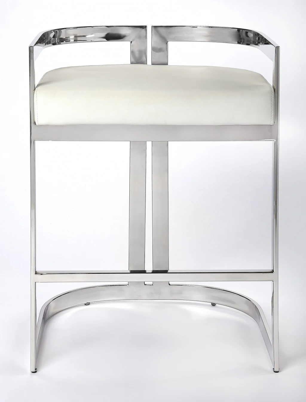Nickel Plated White Faux Leather Counter Stool By Homeroots - Image 6