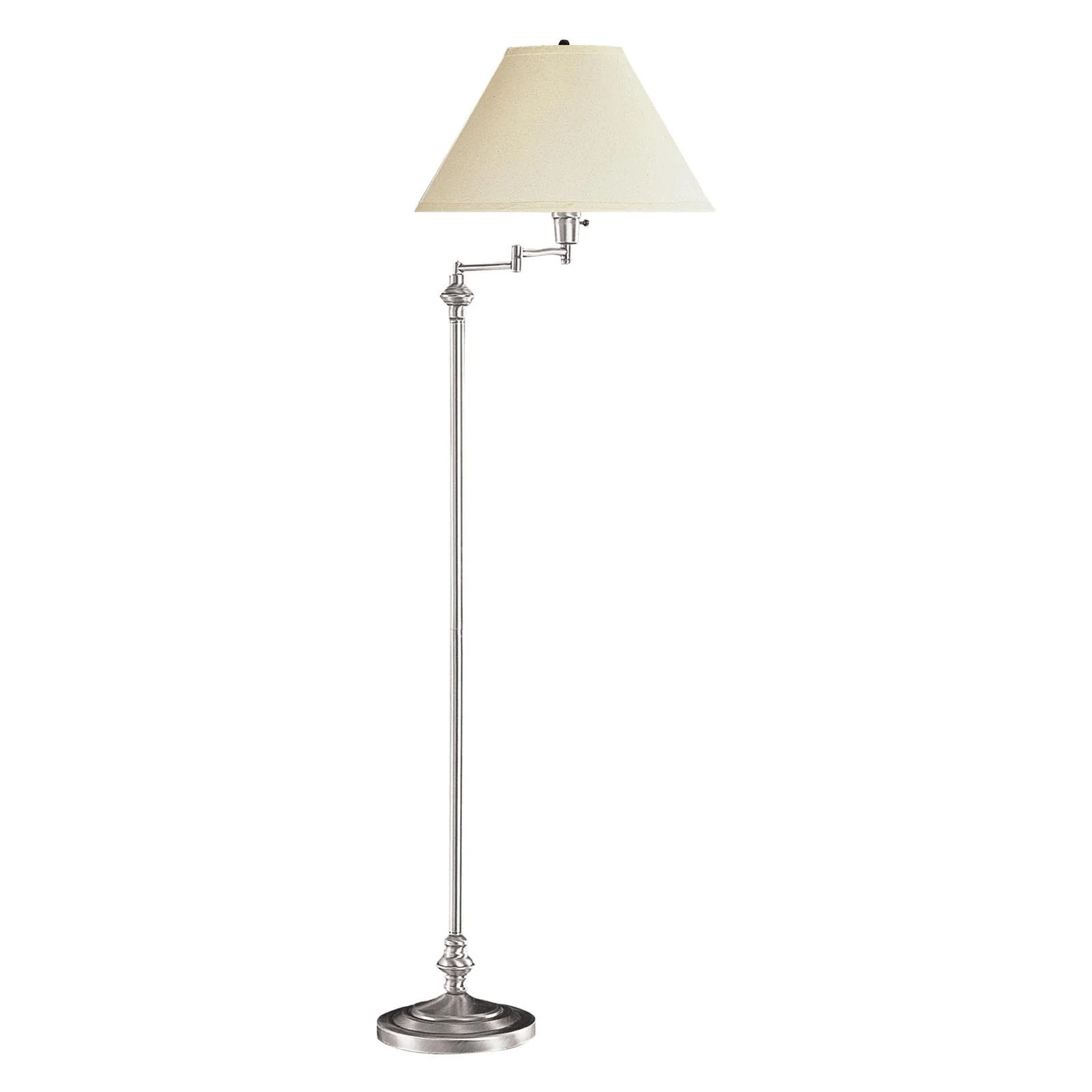 Nickel Swing Arm Floor Lamp With Beige Fabric Empire Shade By Homeroots - Image 2