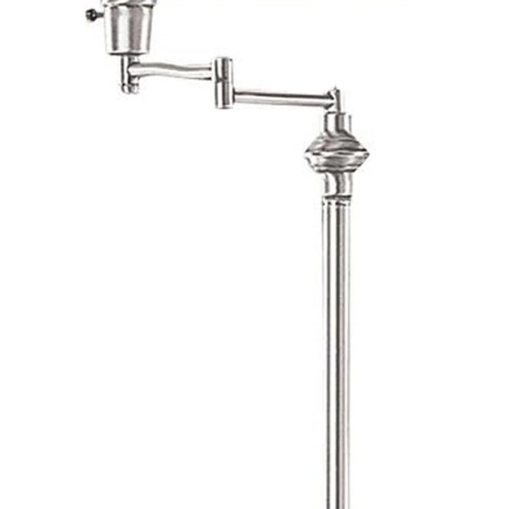 Nickel Swing Arm Floor Lamp With Beige Fabric Empire Shade By Homeroots - Image 4