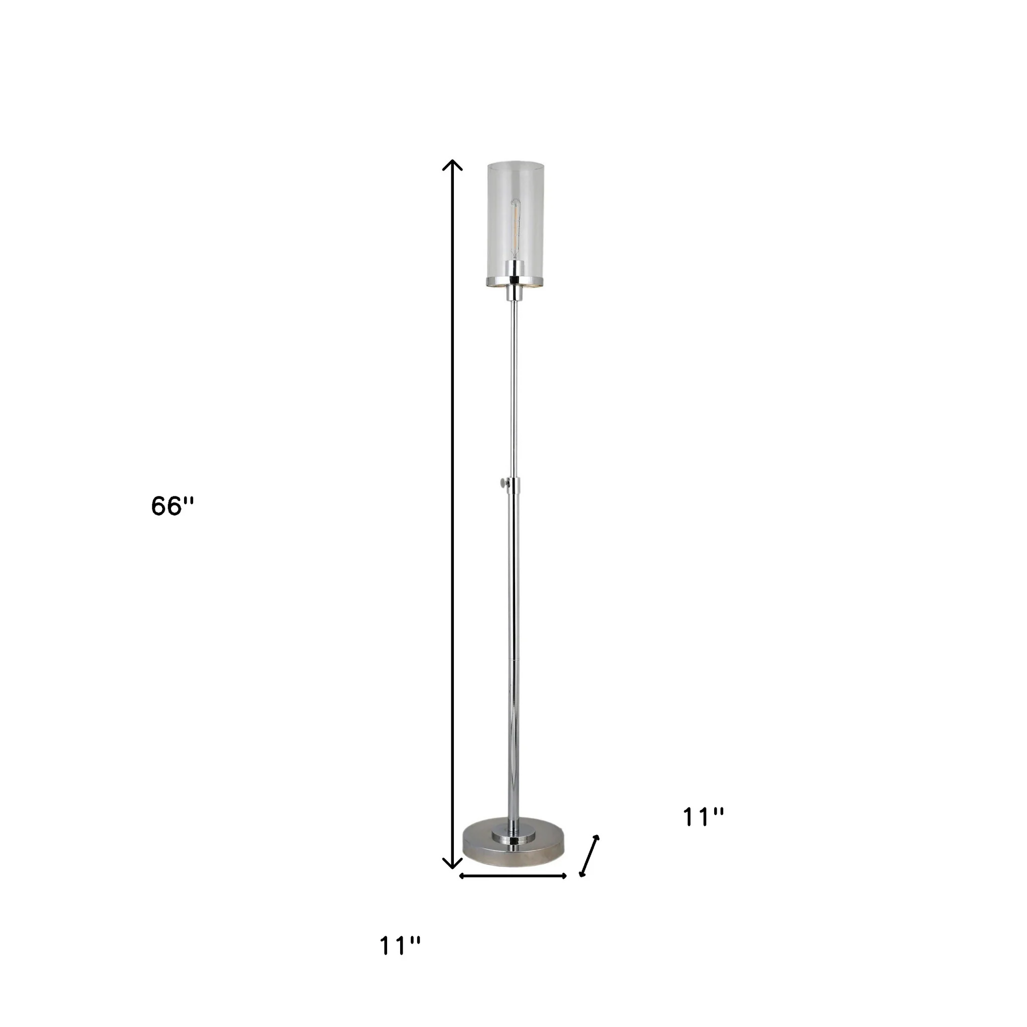 Nickel Torchiere Floor Lamp With Clear Transparent Glass Drum Shade By Homeroots - Image 8