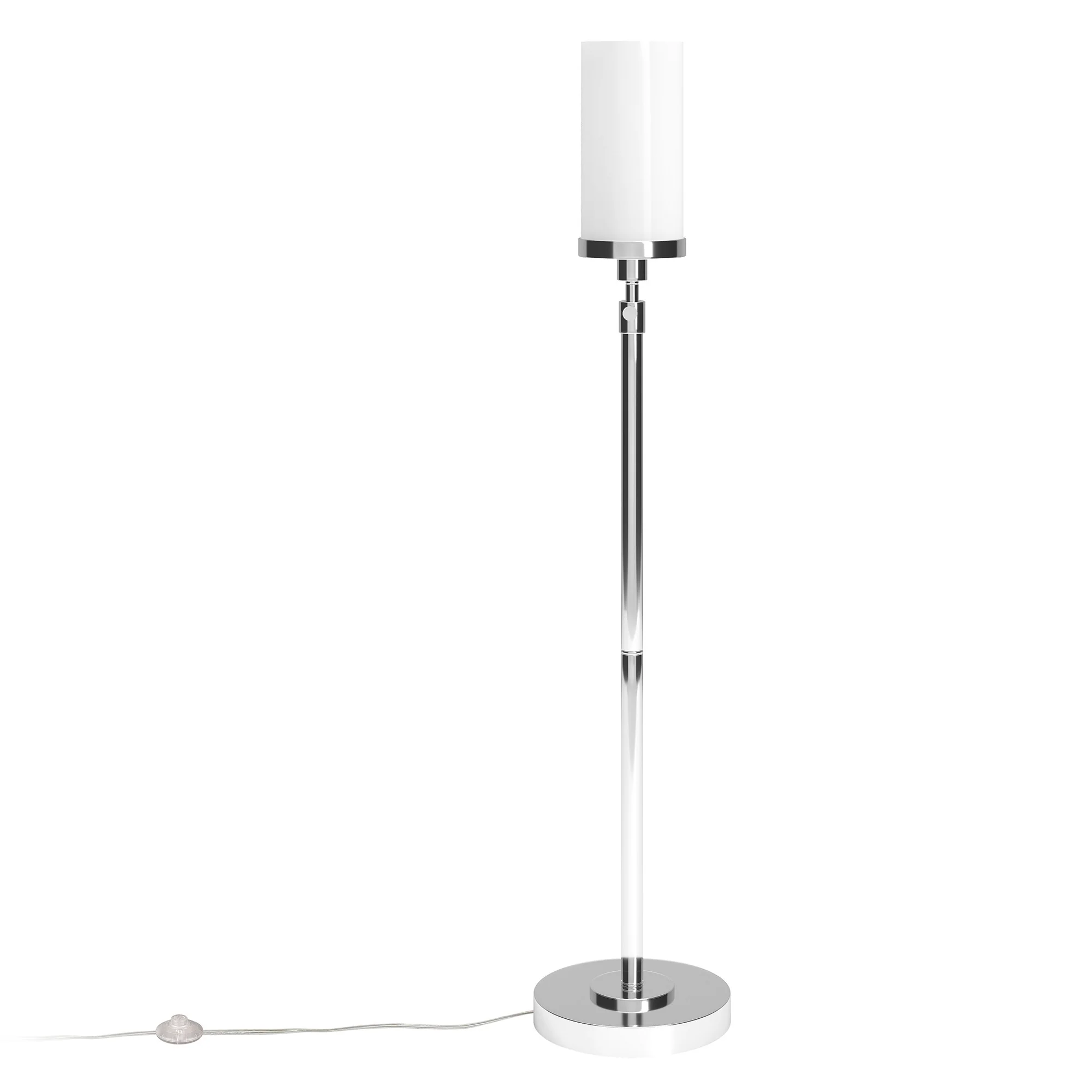 Nickel Torchiere Floor Lamp With White Frosted Glass Drum Shade By Homeroots - Image 2