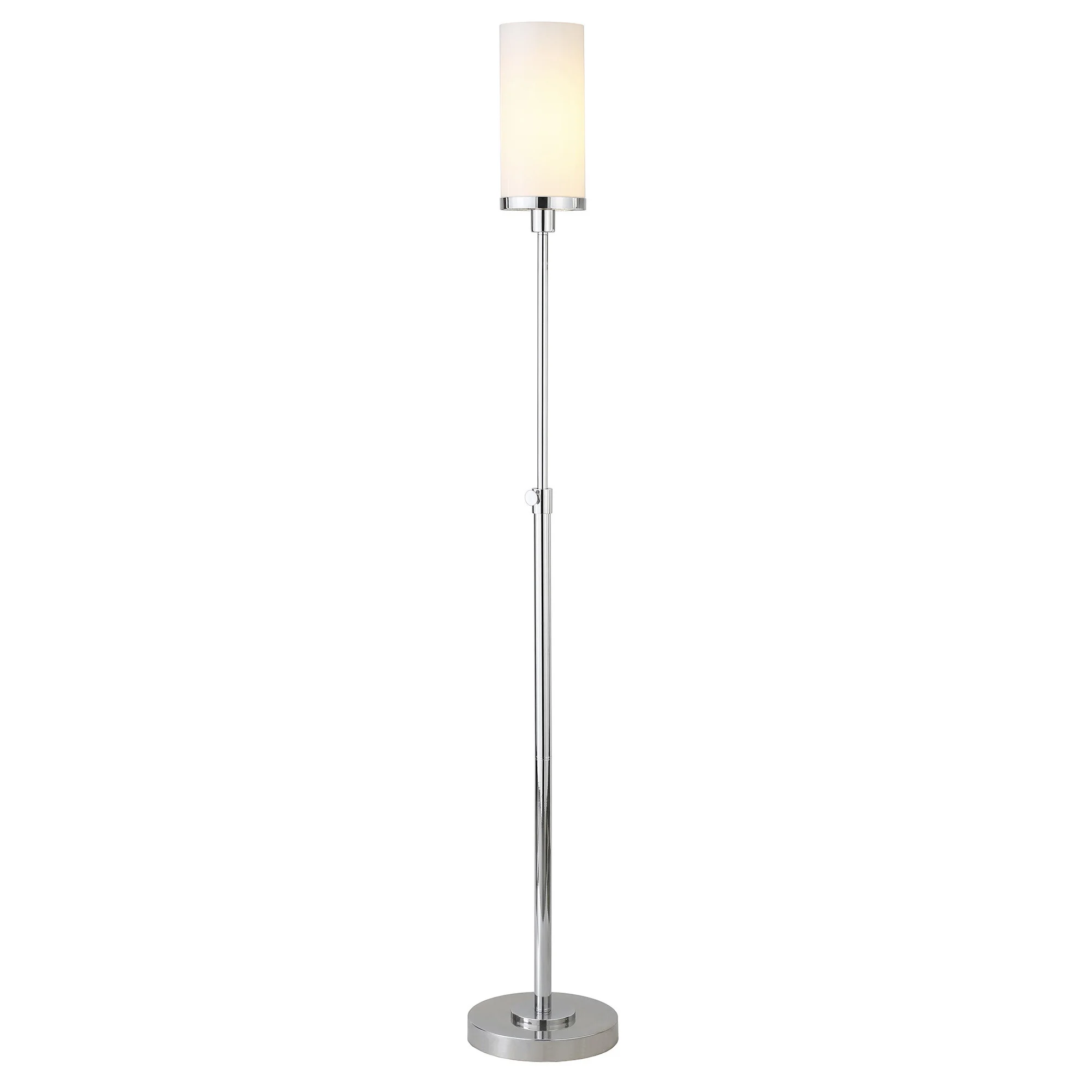 Nickel Torchiere Floor Lamp With White Frosted Glass Drum Shade By Homeroots - Image 3
