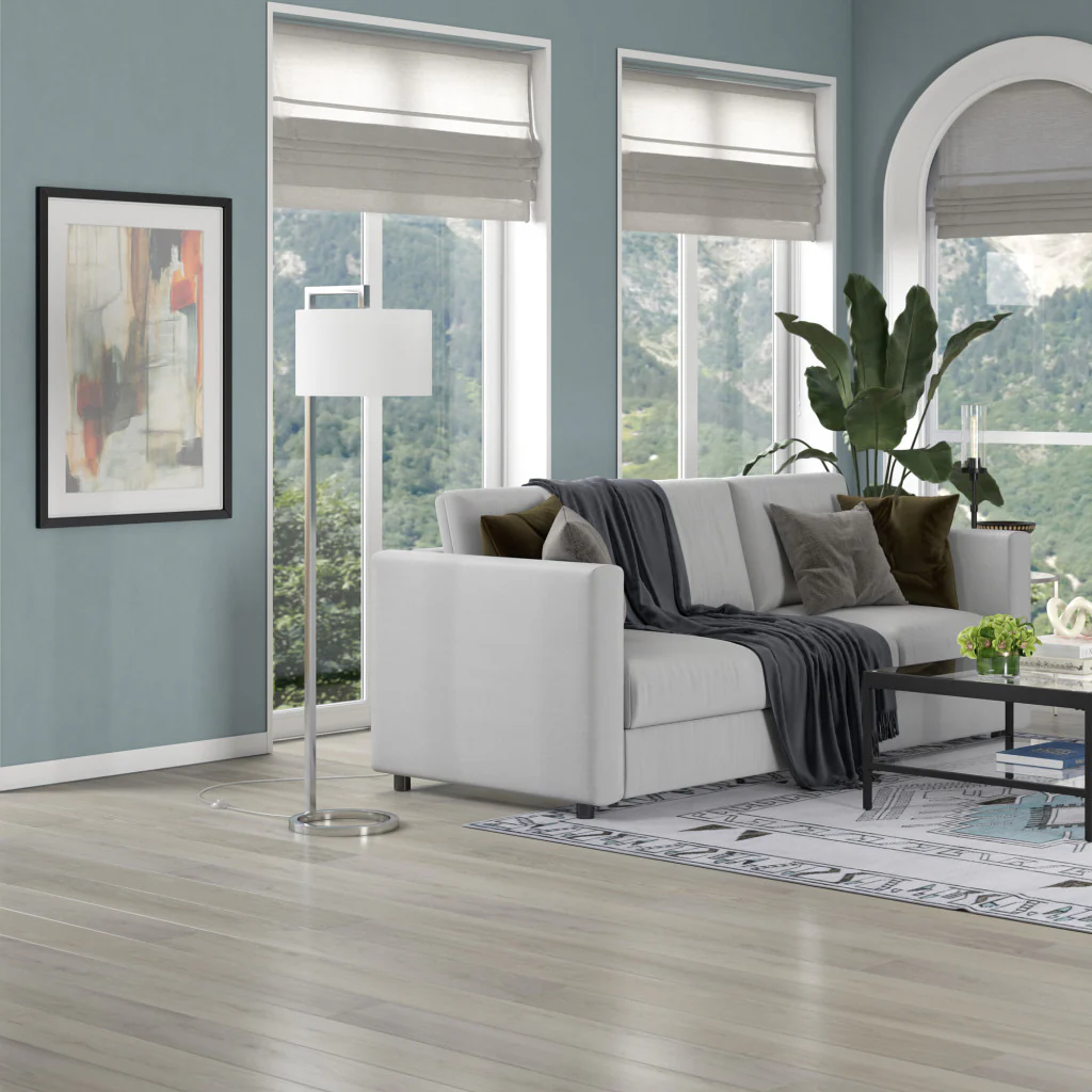 Nickel Traditional Shaped Floor Lamp With White Frosted Glass Drum Shade By Homeroots - Image 5