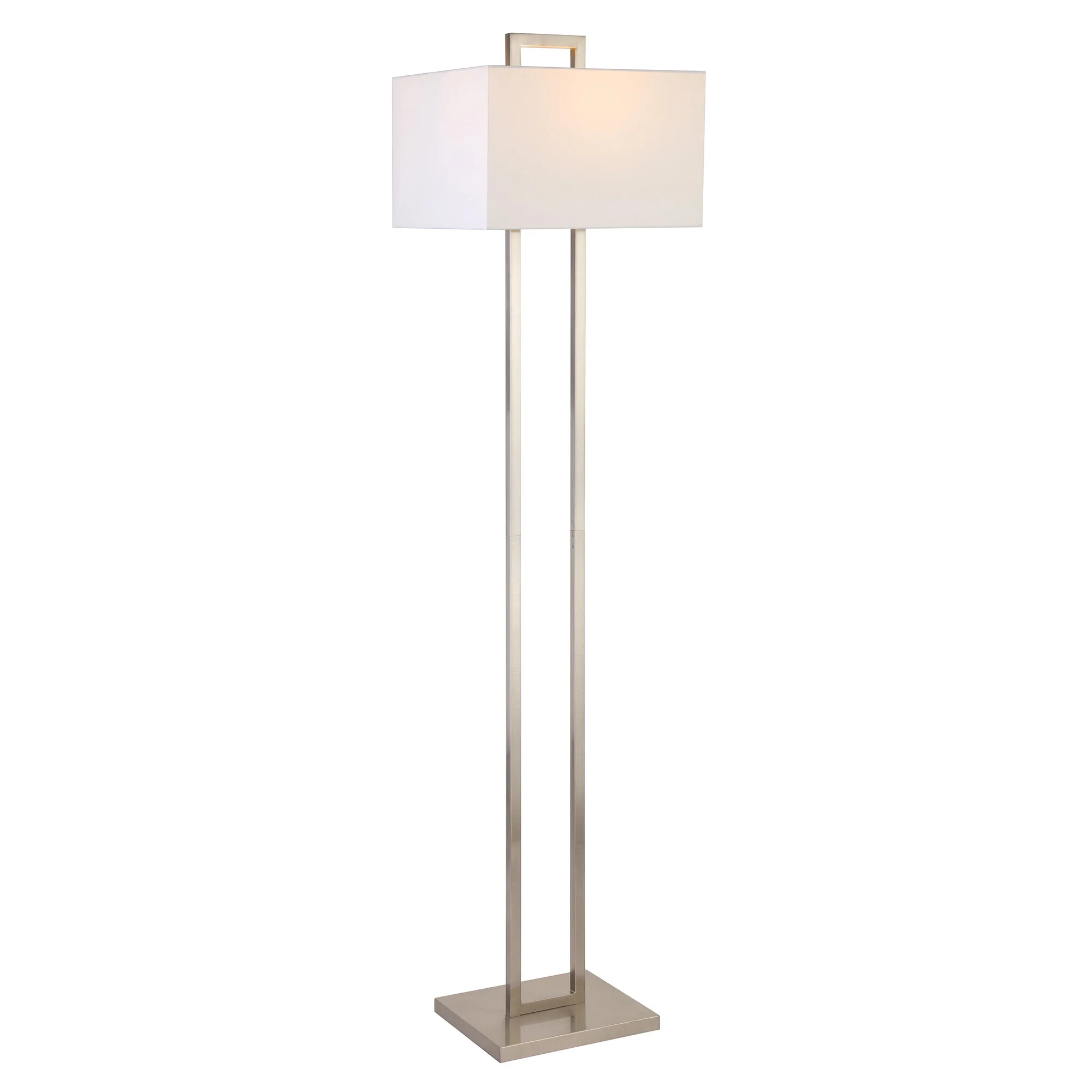 Nickel Traditional Shaped Floor Lamp With White Frosted Glass Rectangular Shade By Homeroots - Image 2