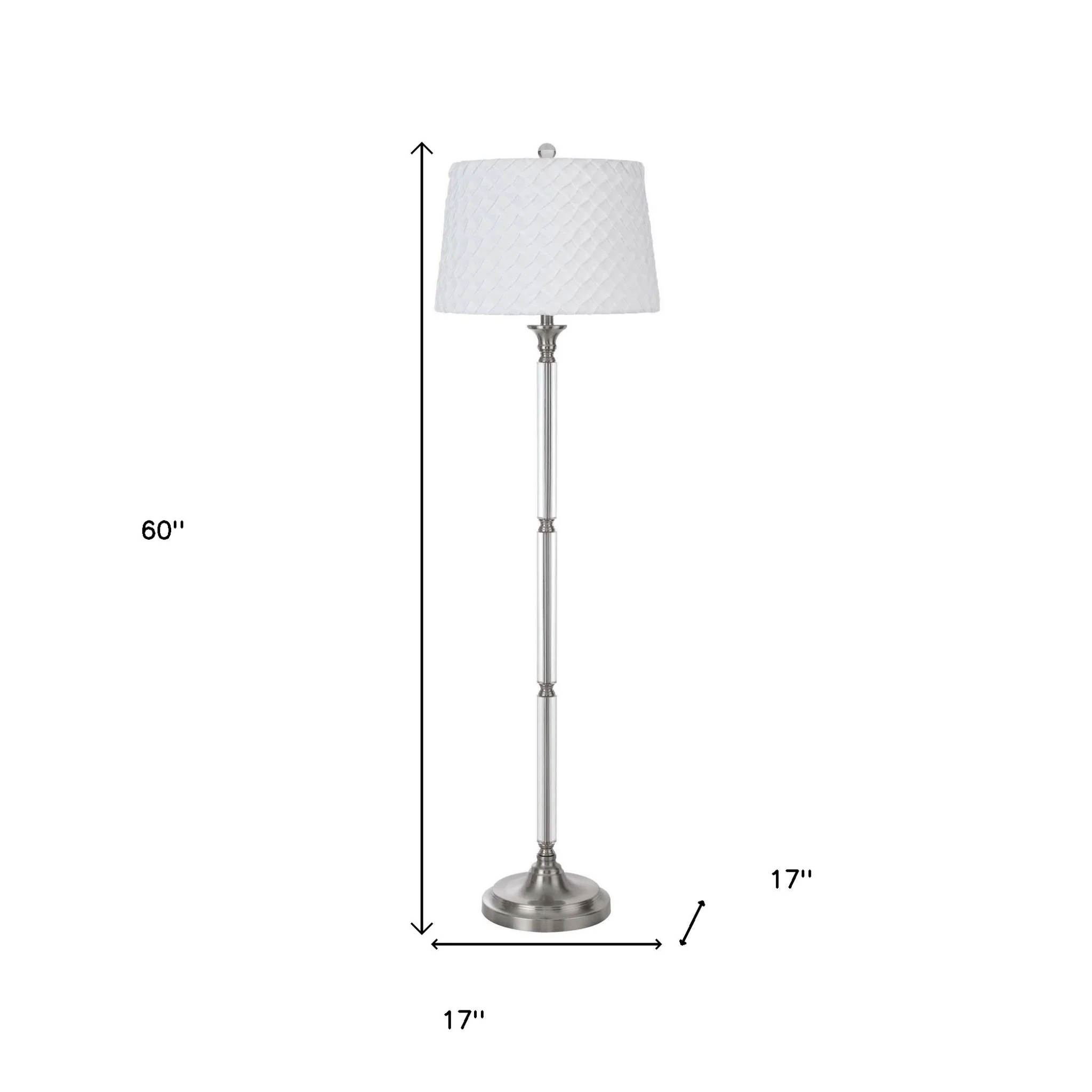 Nickel Traditional Shaped Floor Lamp With White Square Shade By Homeroots - Image 3
