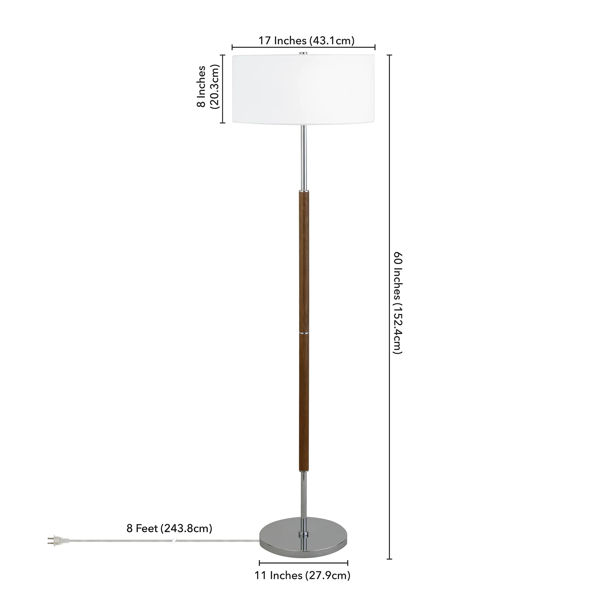 Nickel Two Light Floor Lamp With White Frosted Glass Drum Shade By Homeroots - Image 6