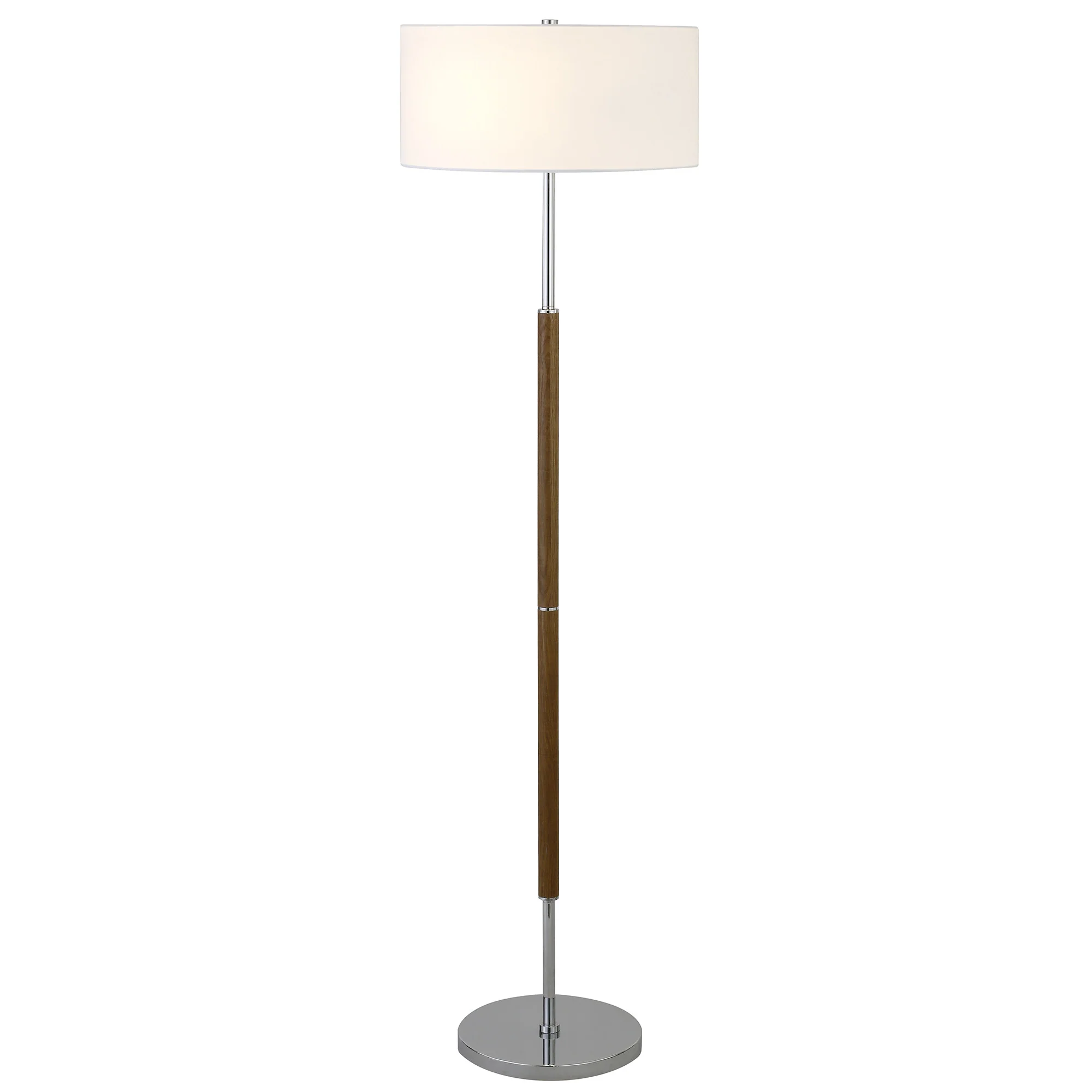 Nickel Two Light Floor Lamp With White Frosted Glass Drum Shade By Homeroots - Image 7