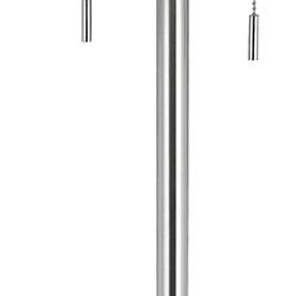 Nickel Two Light Traditional Shaped Floor Lamp With White Rectangular Shade By Homeroots - Image 3