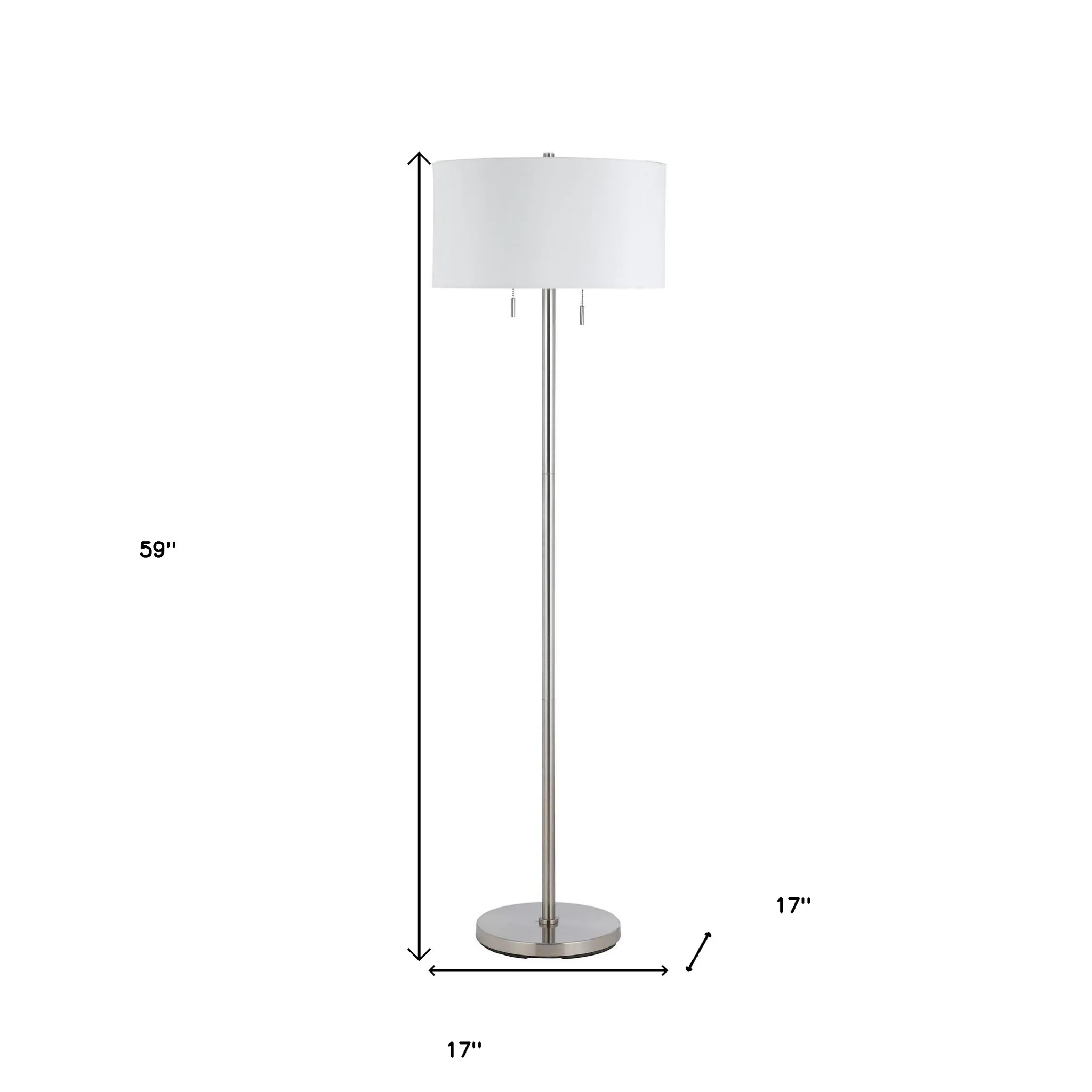 Nickel Two Light Traditional Shaped Floor Lamp With White Rectangular Shade By Homeroots - Image 5