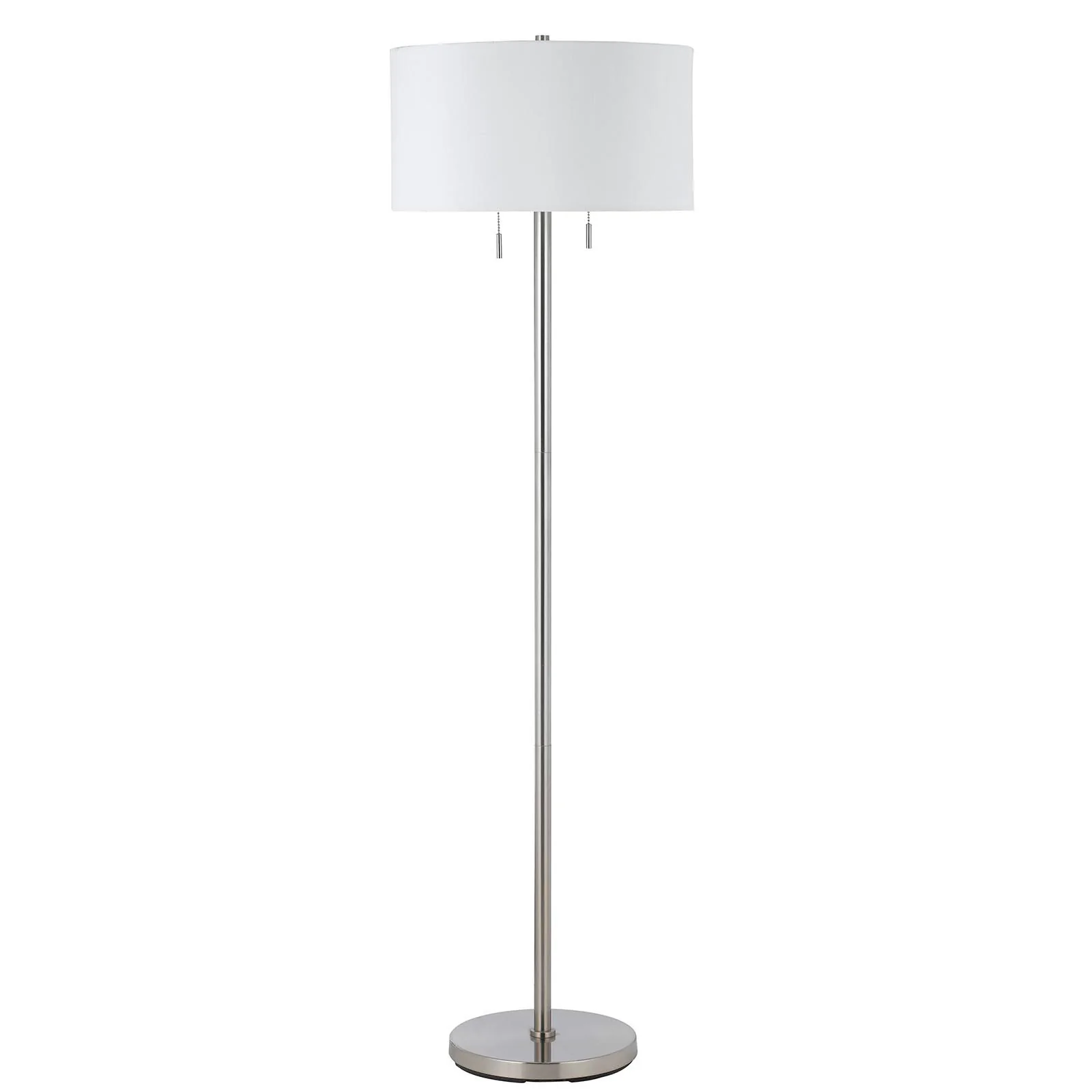Nickel Two Light Traditional Shaped Floor Lamp With White Rectangular Shade By Homeroots - Image 6