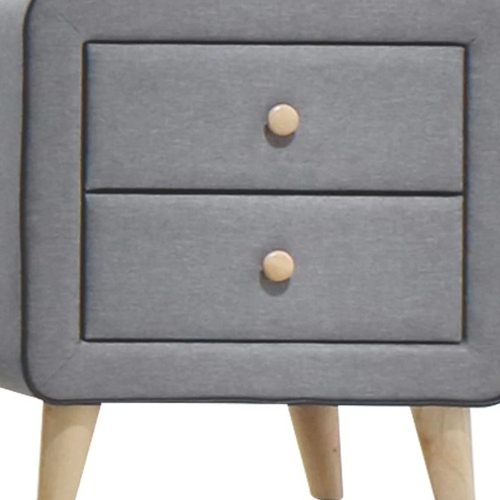 Nightstand Light Gray Fabric By Homeroots - Image 2