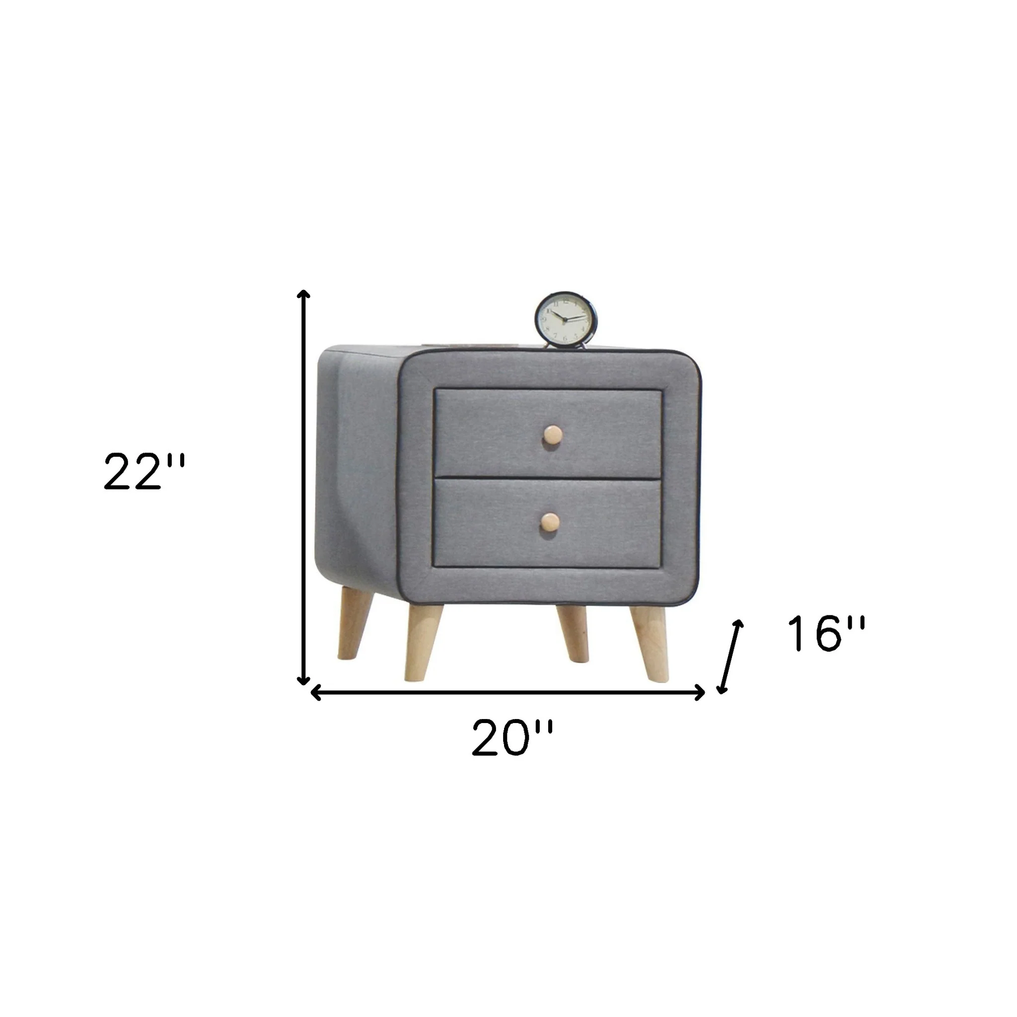 Nightstand Light Gray Fabric By Homeroots - Image 3