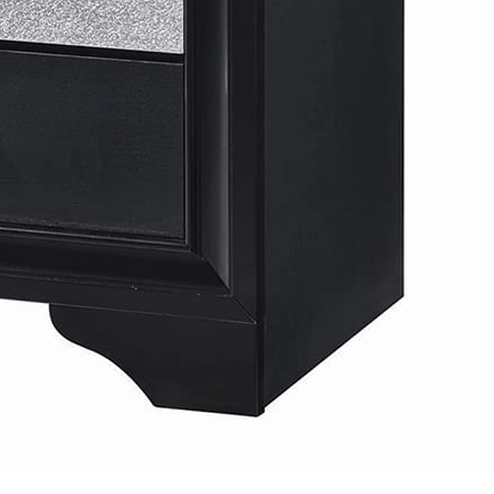 Nightstand With 2 Drawers And Rhinestone Pull Handles, Black And Silver By Benzara - Image 4