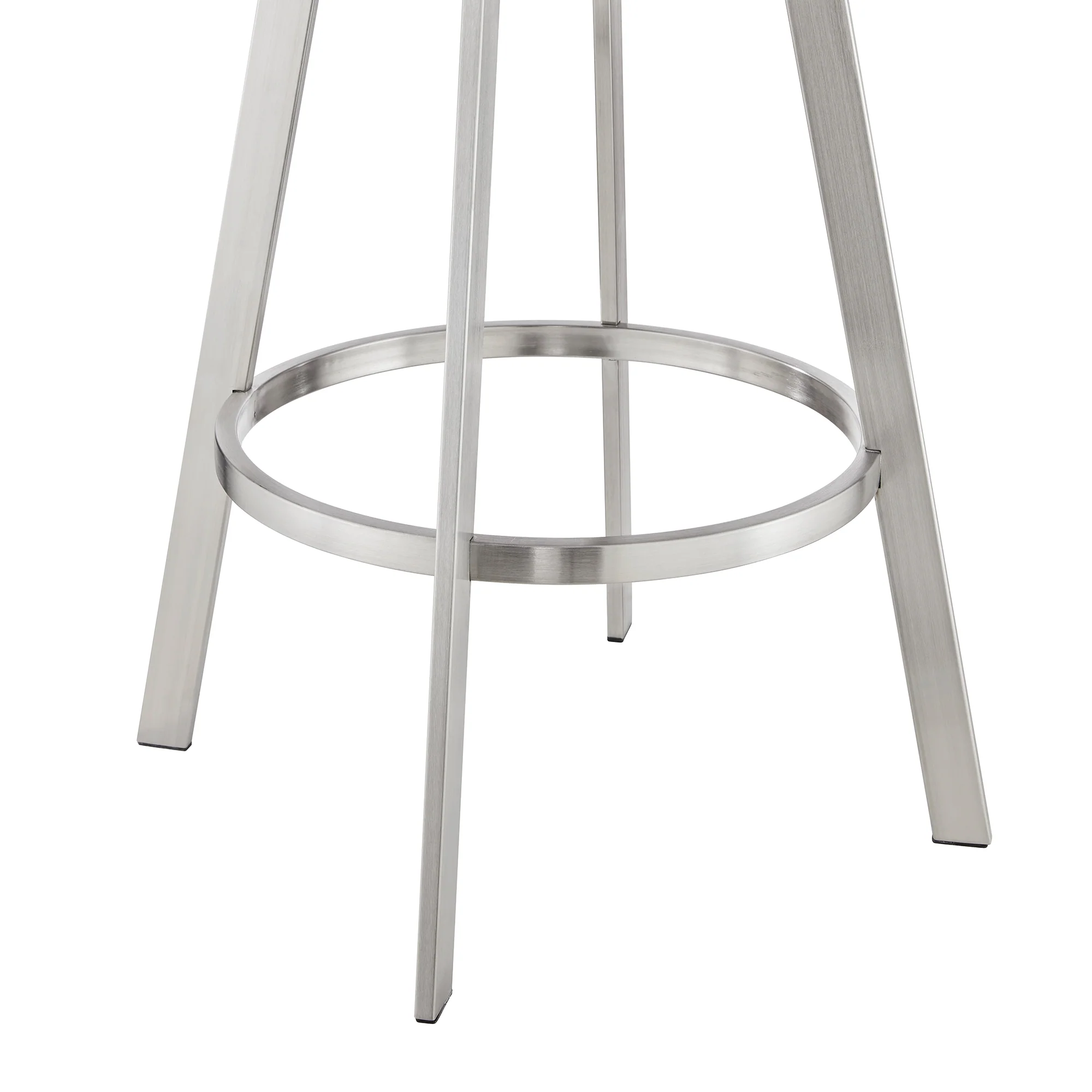 Nikole 30" Bar Height Black Swivel Bar Stool in Brushed Stainless Steel Finish and Gray Faux Leather By Armen Living - Image 8