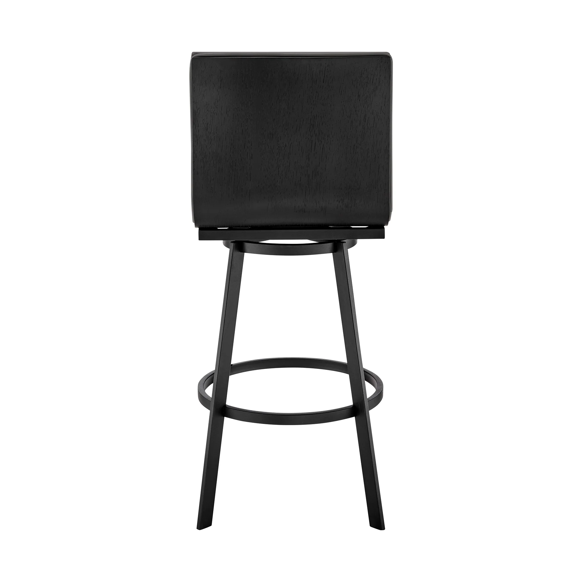 Nikole 30" Bar Height Swivel Bar Stool in Matt Black Finish with Gray Faux Leather By Armen Living - Image 6