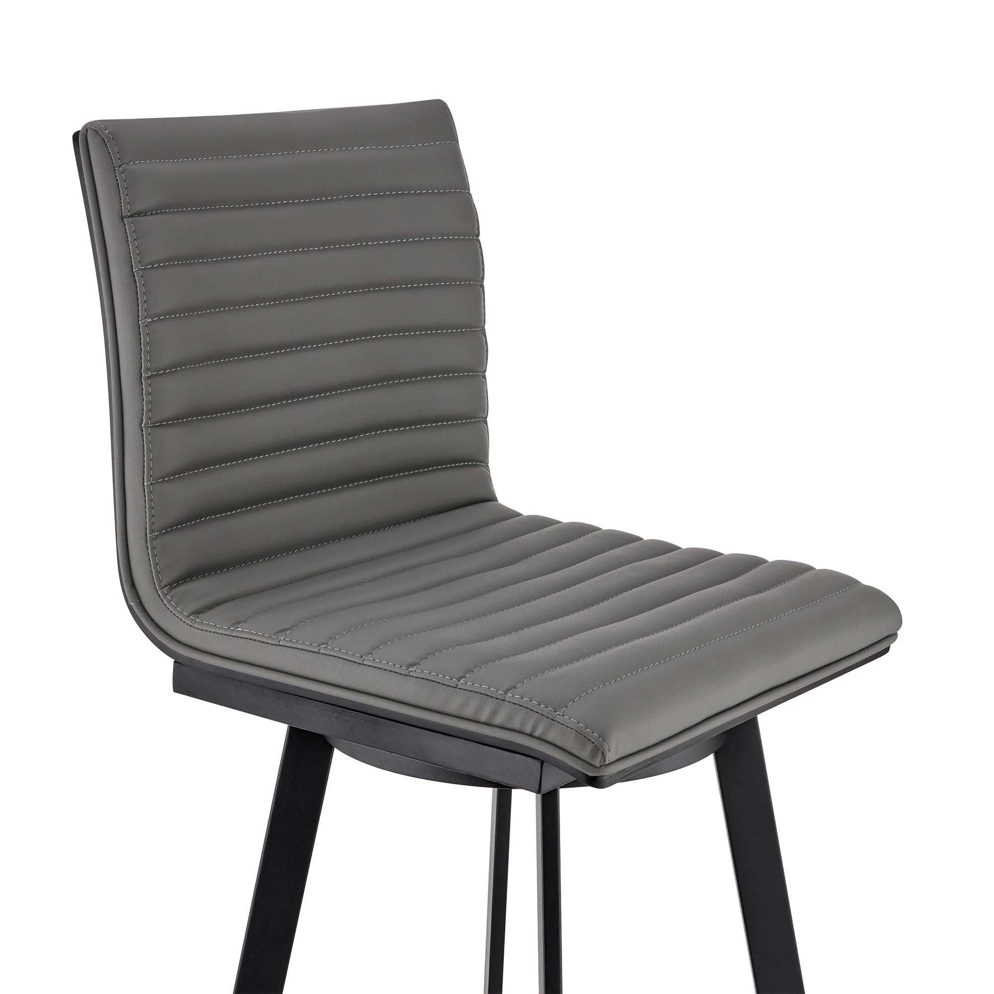 Nikole 30" Bar Height Swivel Bar Stool in Matt Black Finish with Gray Faux Leather By Armen Living - Image 7