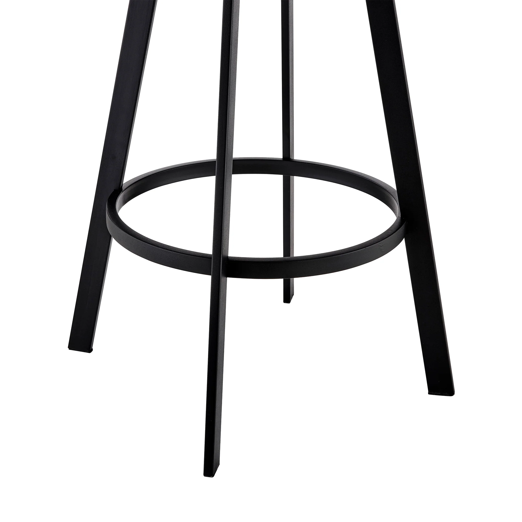 Nikole 30" Bar Height Swivel Bar Stool in Matt Black Finish with Gray Faux Leather By Armen Living - Image 8