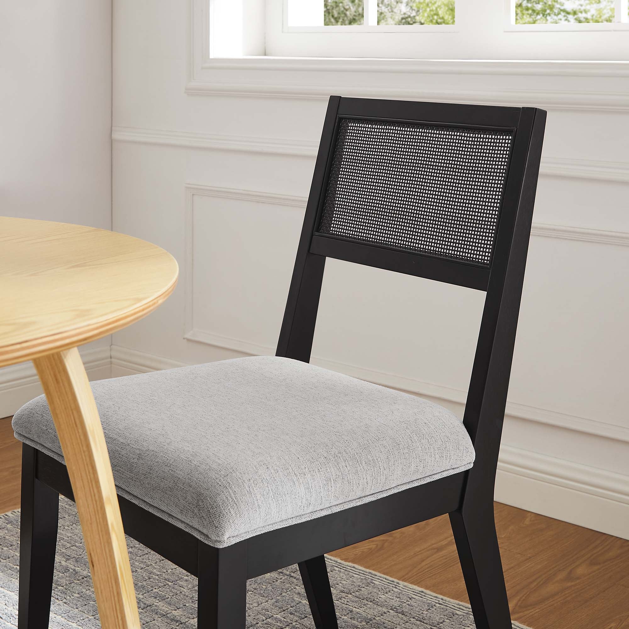 Nimba Faux Rattan Fabric Dining Chairs Set of 2 by Modway - Image 10