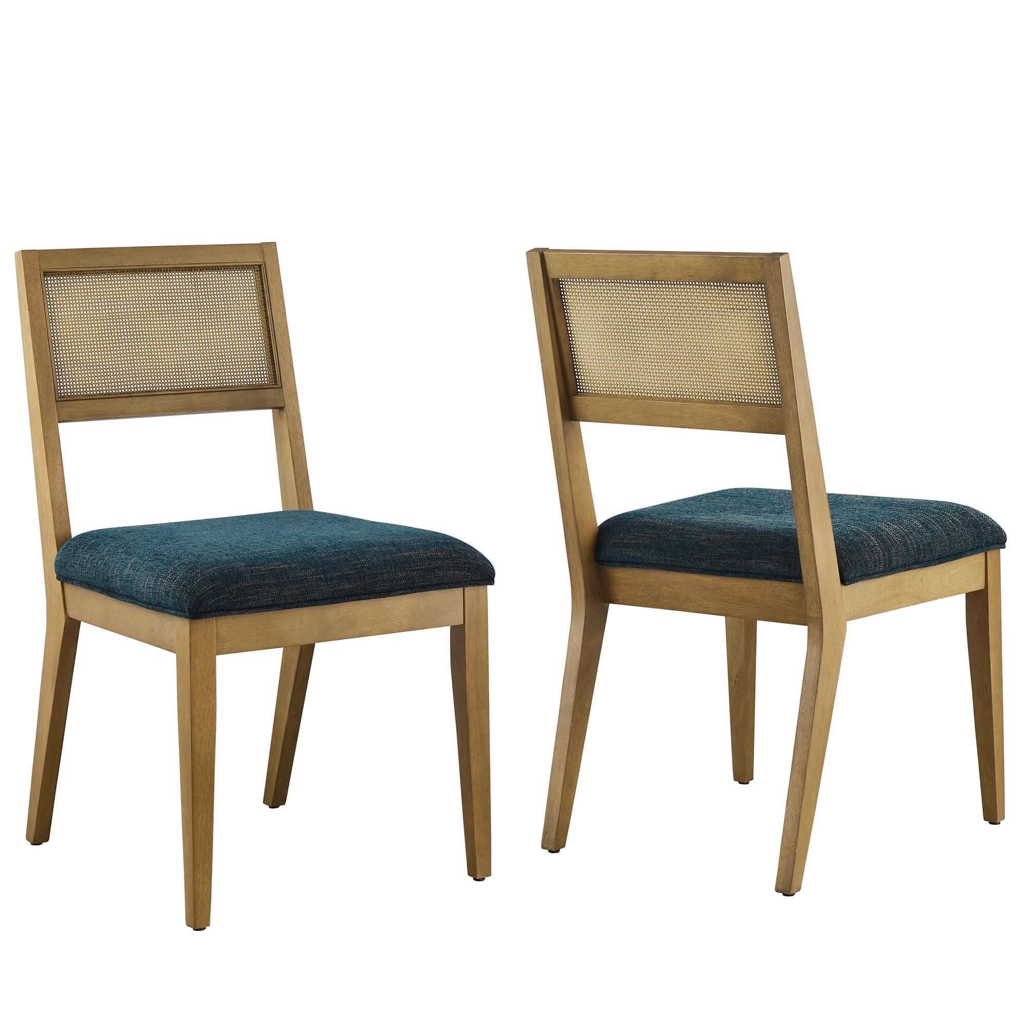 Nimba Faux Rattan Fabric Dining Chairs Set of 2 by Modway - Image 11