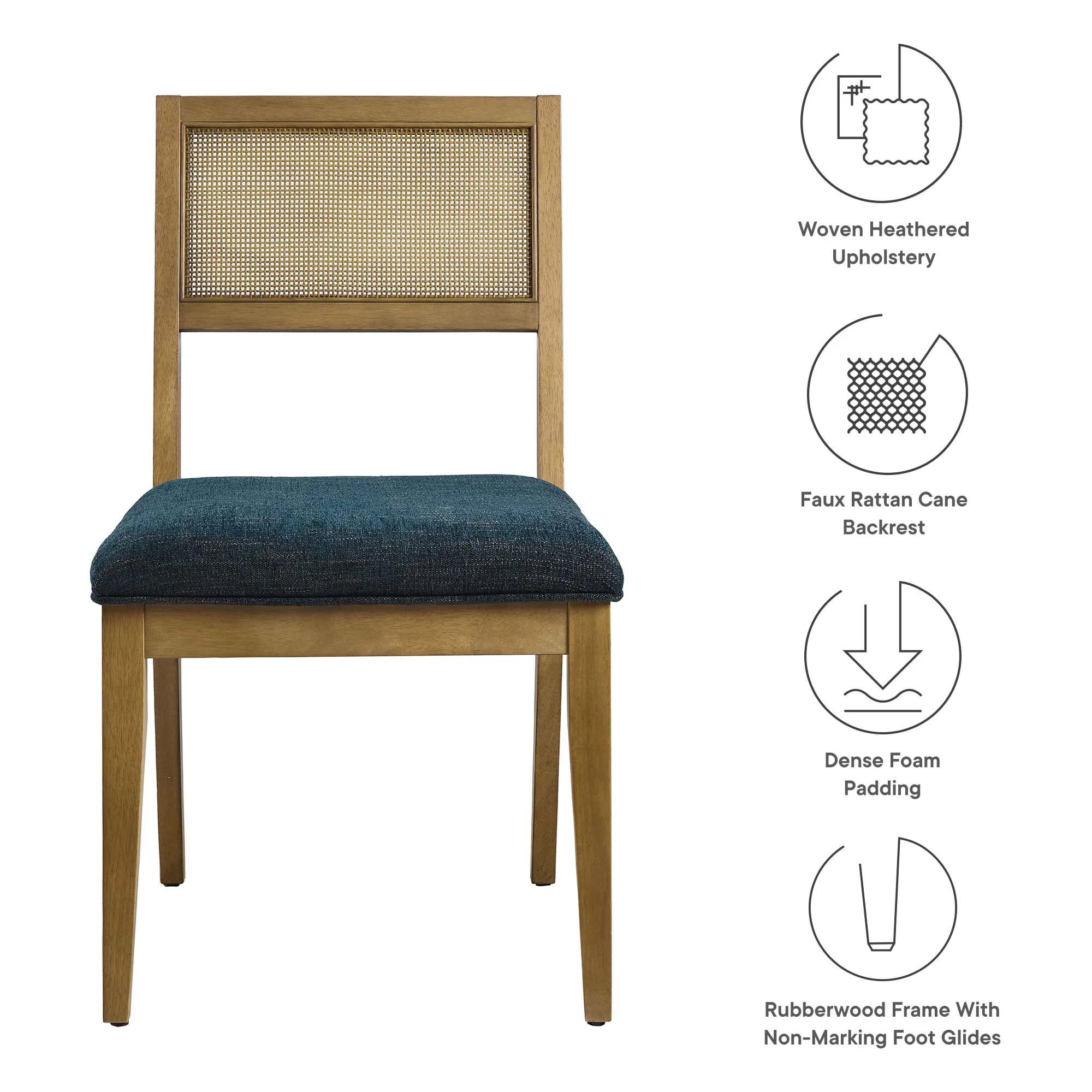 Nimba Faux Rattan Fabric Dining Chairs Set of 2 by Modway - Image 18