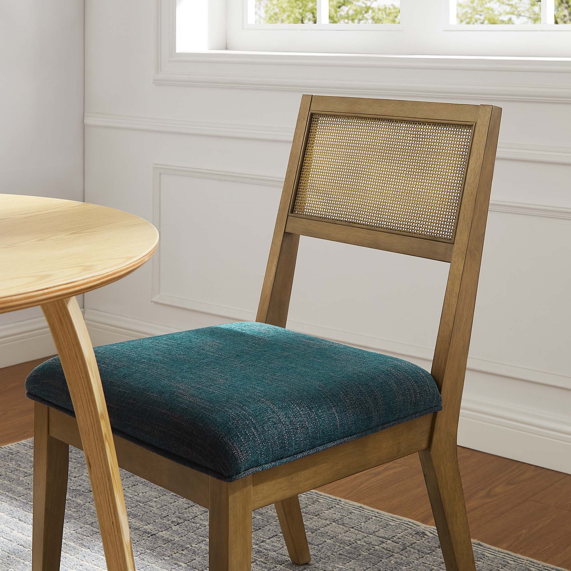 Nimba Faux Rattan Fabric Dining Chairs Set of 2 by Modway - Image 20