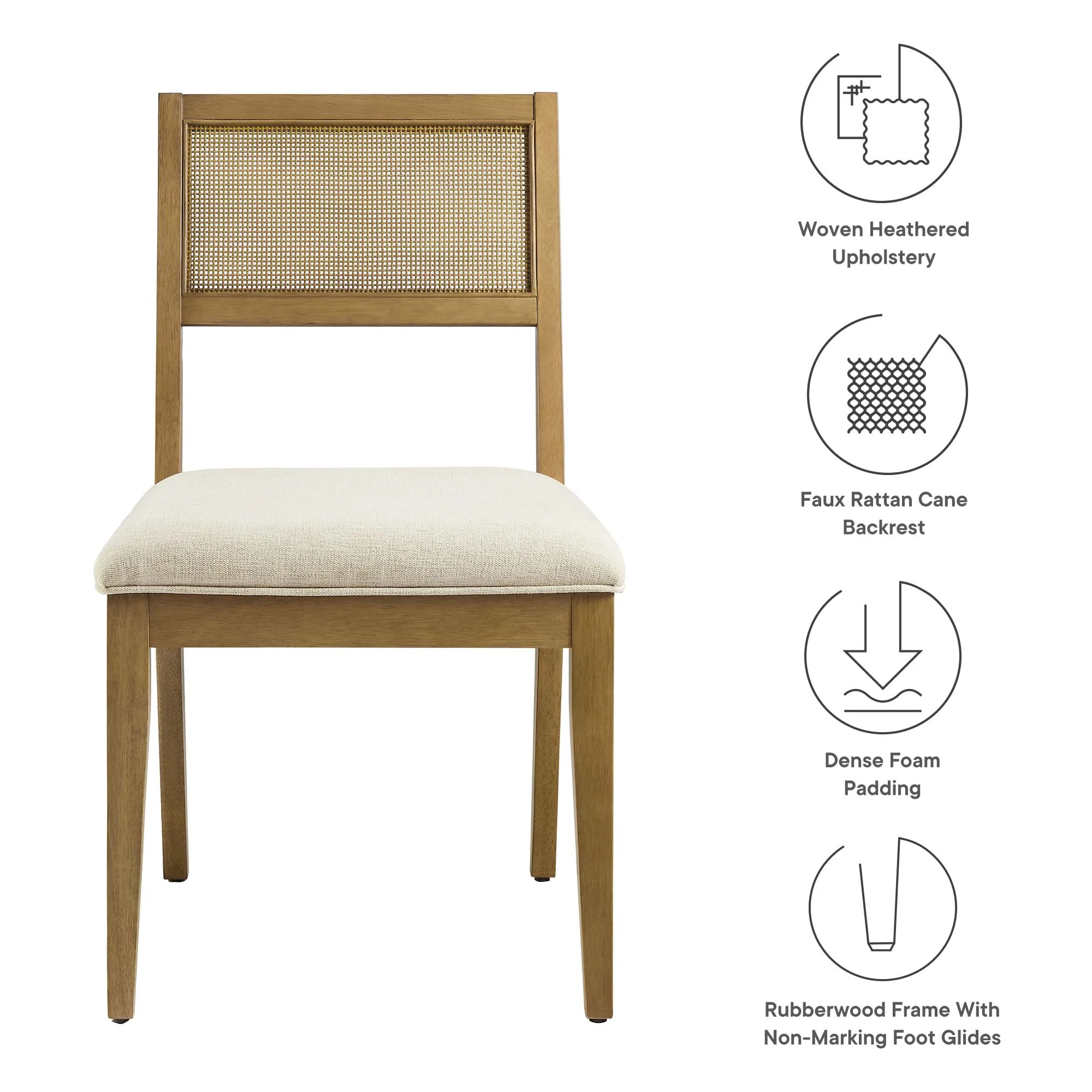 Nimba Faux Rattan Fabric Dining Chairs Set of 2 by Modway - Image 28