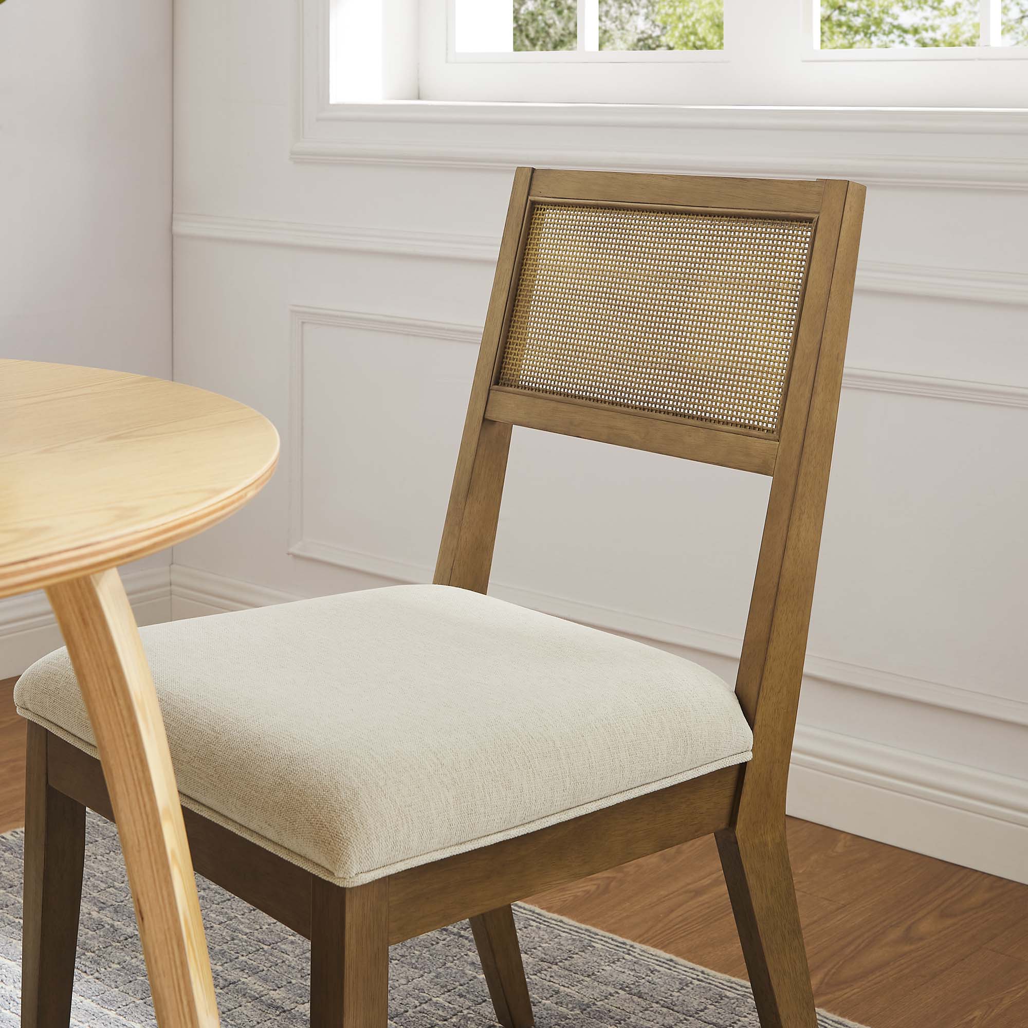 Nimba Faux Rattan Fabric Dining Chairs Set of 2 by Modway - Image 30