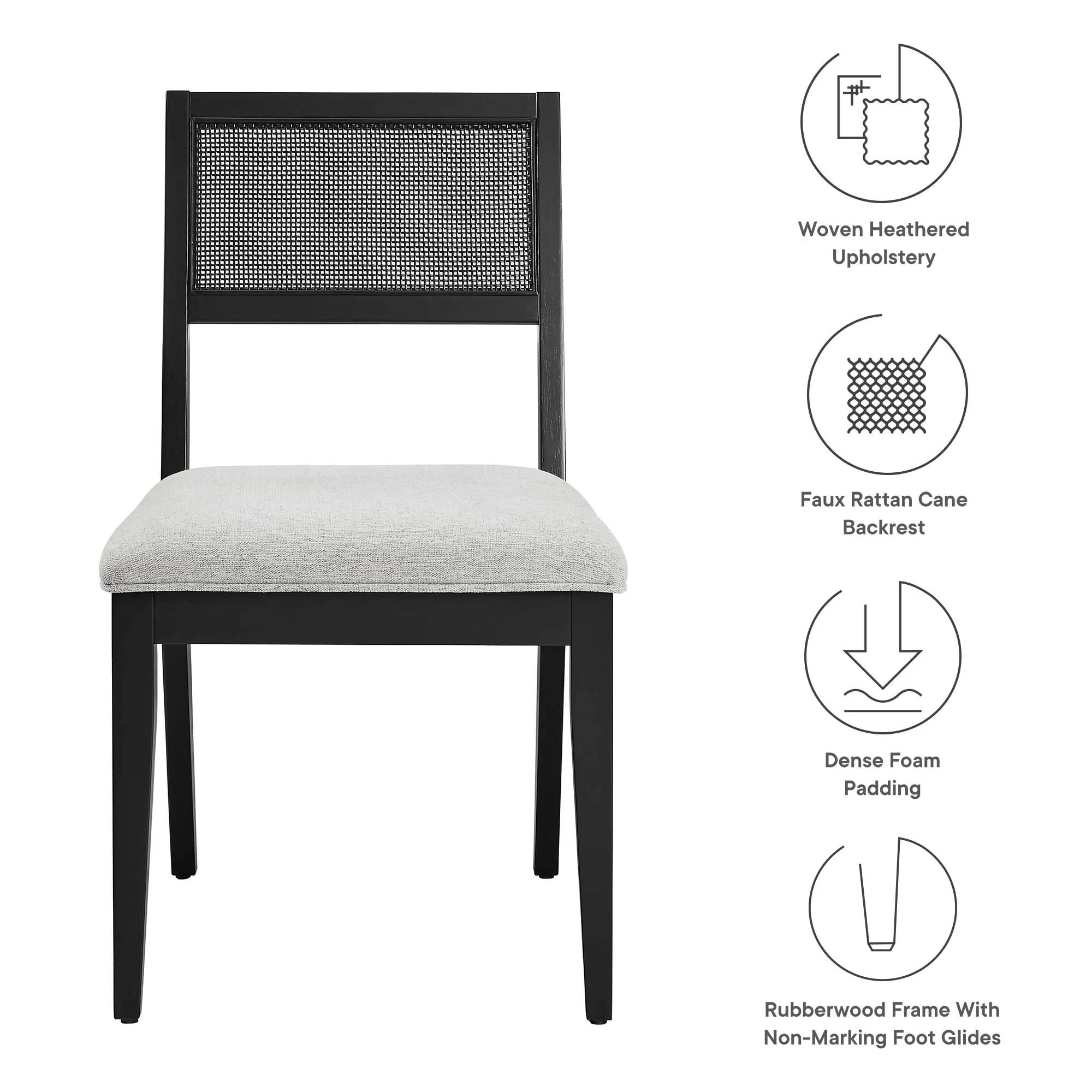 Nimba Faux Rattan Fabric Dining Chairs Set of 2 by Modway - Image 8