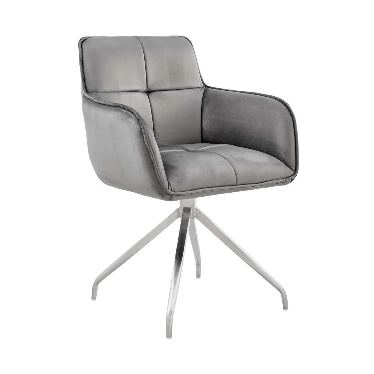 Noah Dining Room Accent Chair in Blue Velvet and Brushed Stainless Steel Finish By Armen Living - Image 12