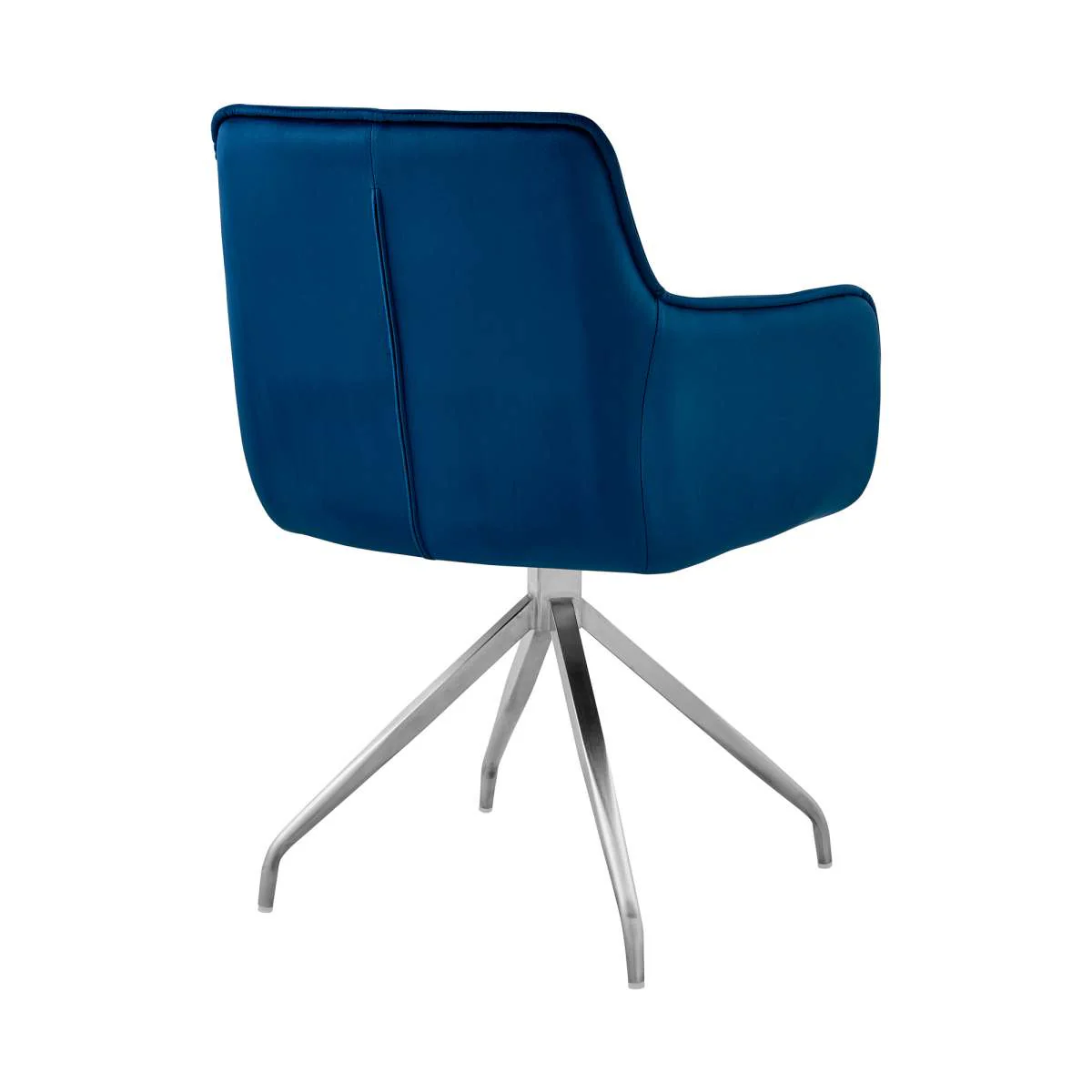 Noah Dining Room Accent Chair in Blue Velvet and Brushed Stainless Steel Finish By Armen Living - Image 3