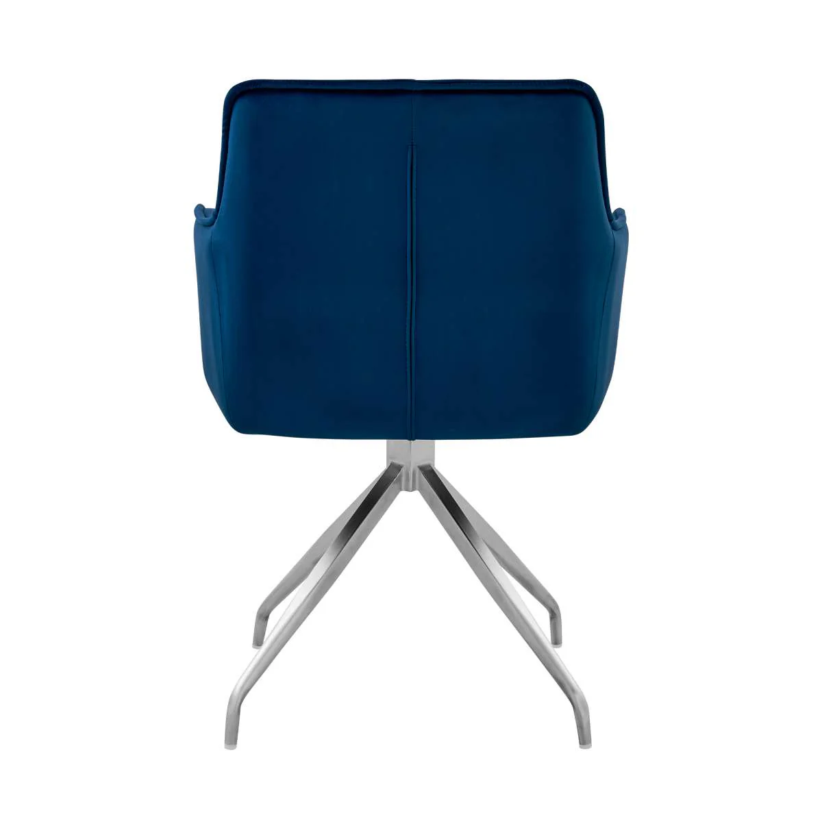 Noah Dining Room Accent Chair in Blue Velvet and Brushed Stainless Steel Finish By Armen Living - Image 4
