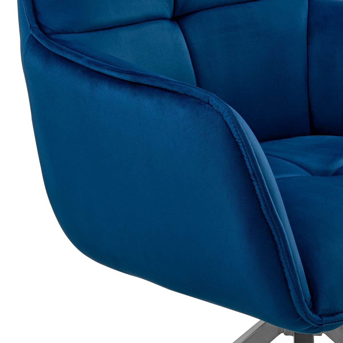 Noah Dining Room Accent Chair in Blue Velvet and Brushed Stainless Steel Finish By Armen Living - Image 5