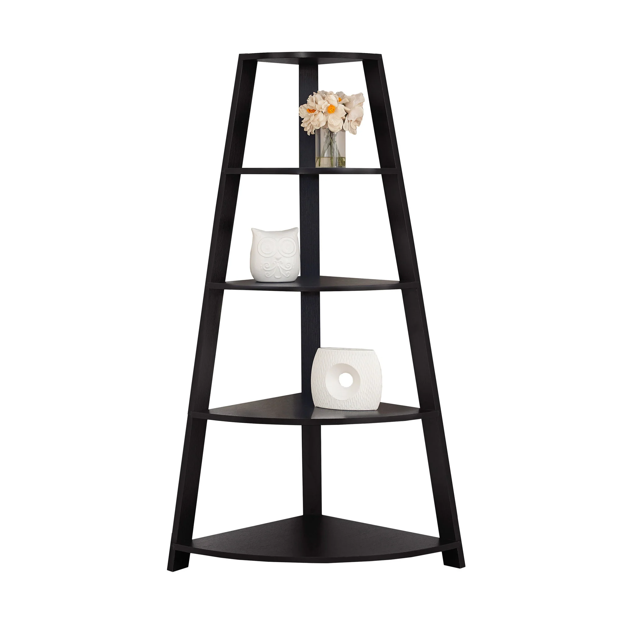 Noir Black Bookcase Corner Accent Shelf By Homeroots - Image 2