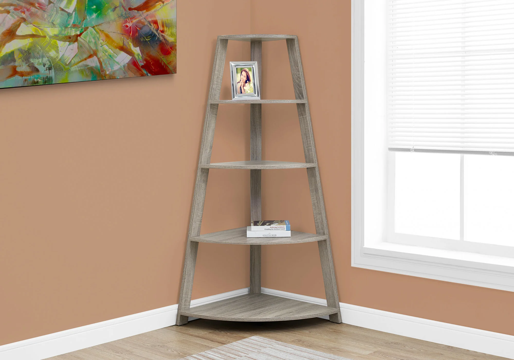 Noir Black Bookcase Corner Accent Shelf By Homeroots - Image 6