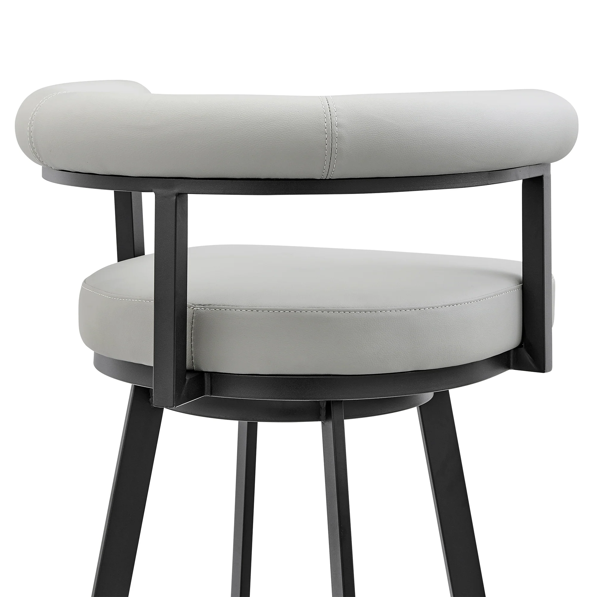 Nolagam Swivel Counter Stool in Black Metal with Brown Faux Leather By Armen Living - Image 22
