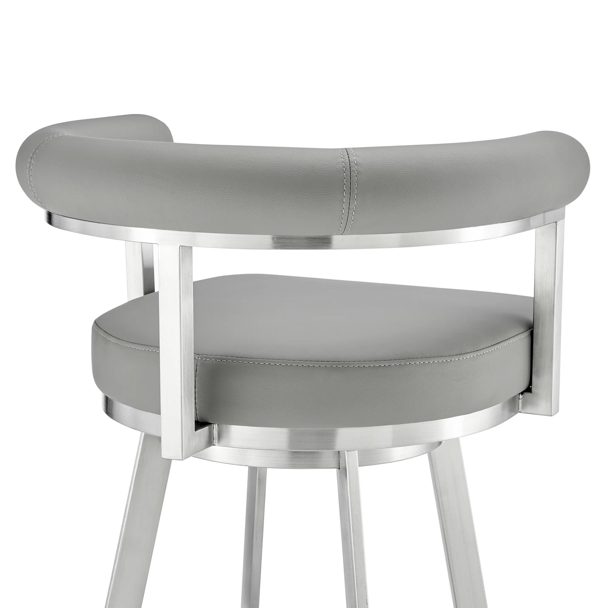 Nolagam Swivel Counter Stool in Brushed Stainless Steel with Black Faux Leather By Armen Living - Image 20
