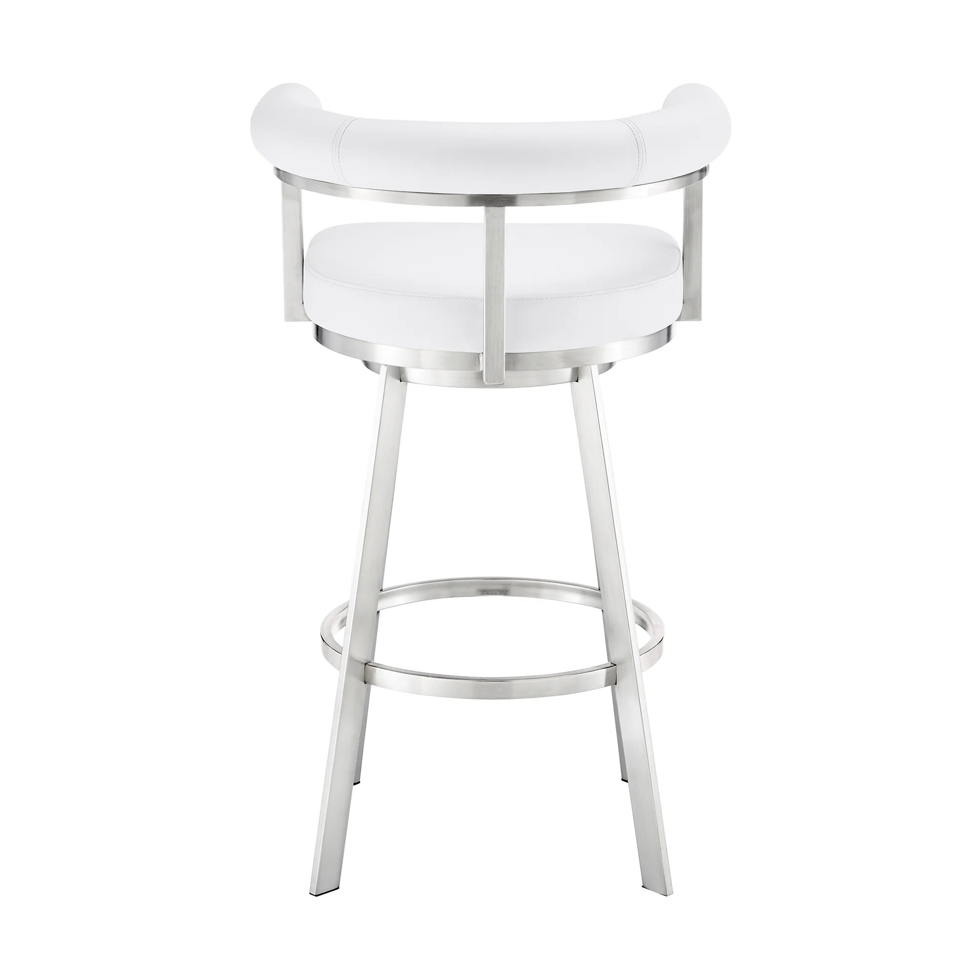Nolagam Swivel Counter Stool in Brushed Stainless Steel with Black Faux Leather By Armen Living - Image 26