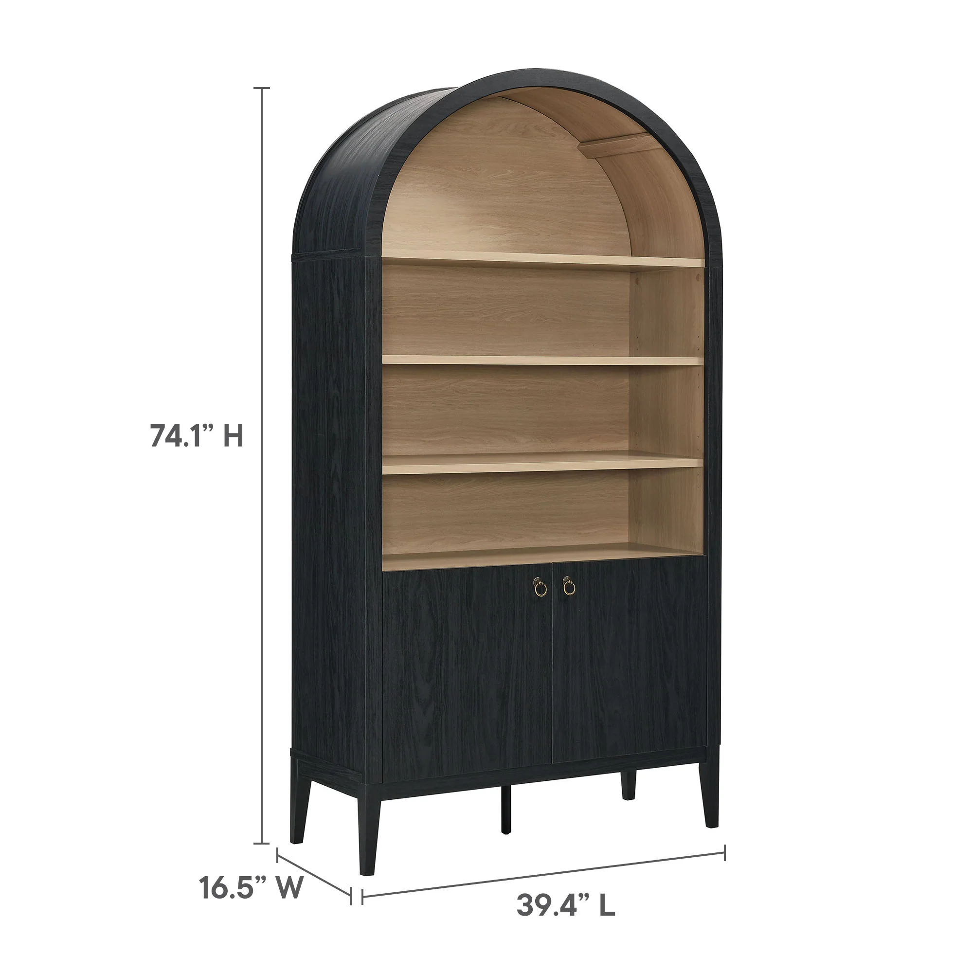 Nolan 74" Tall Wide Arched Storage Display Cabinet Bookshelf by Modway - Image 10