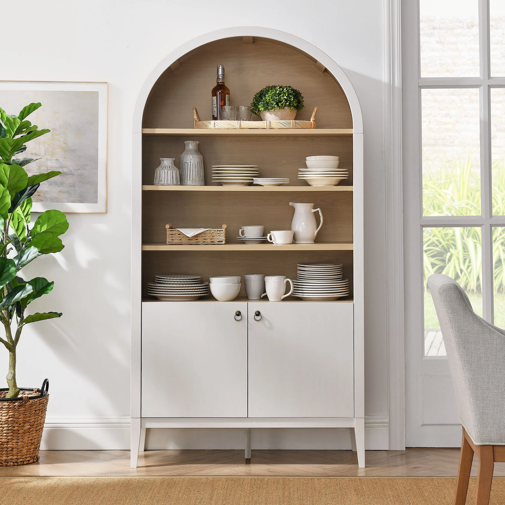 Nolan 74" Tall Wide Arched Storage Display Cabinet Bookshelf by Modway - Image 18