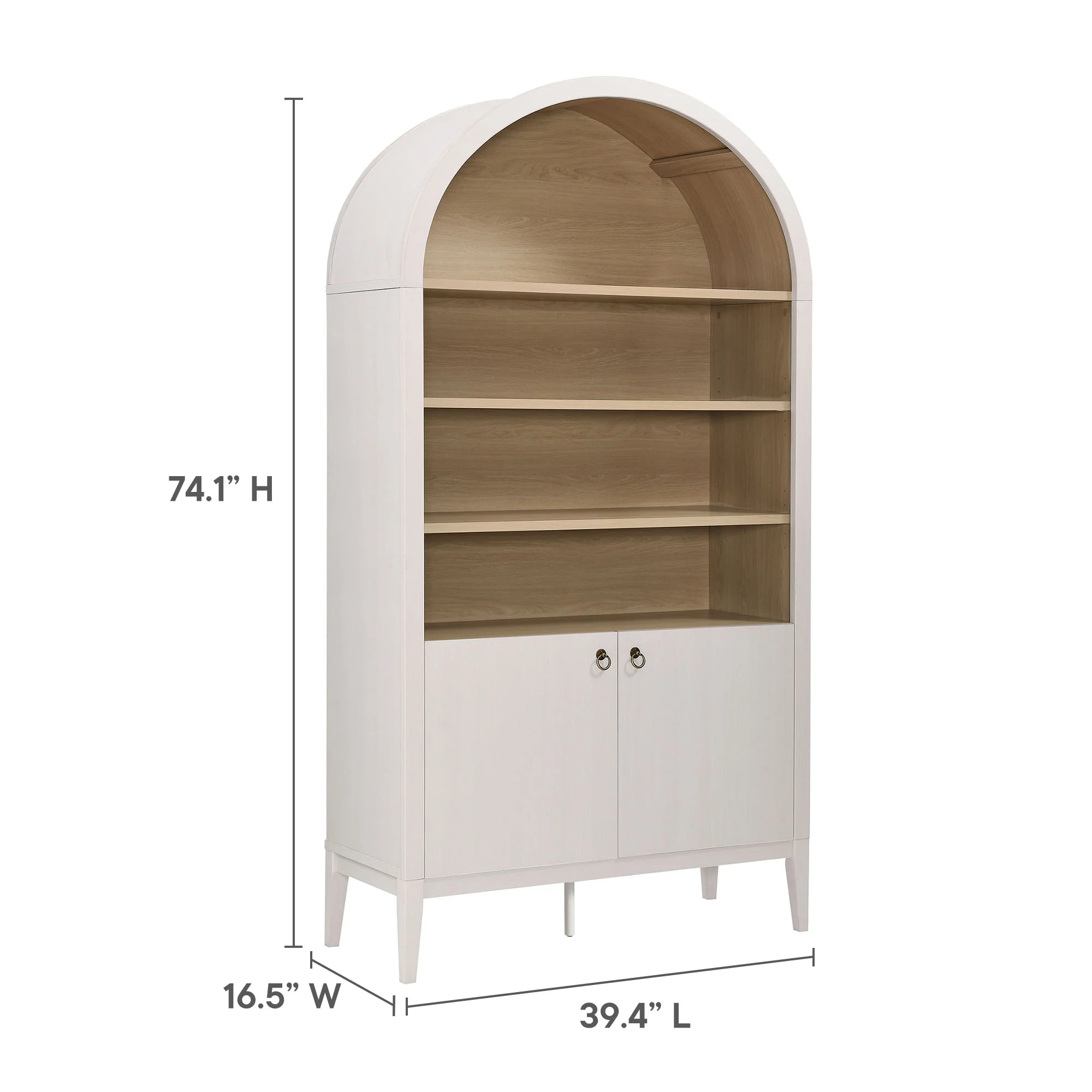 Nolan 74" Tall Wide Arched Storage Display Cabinet Bookshelf by Modway - Image 20