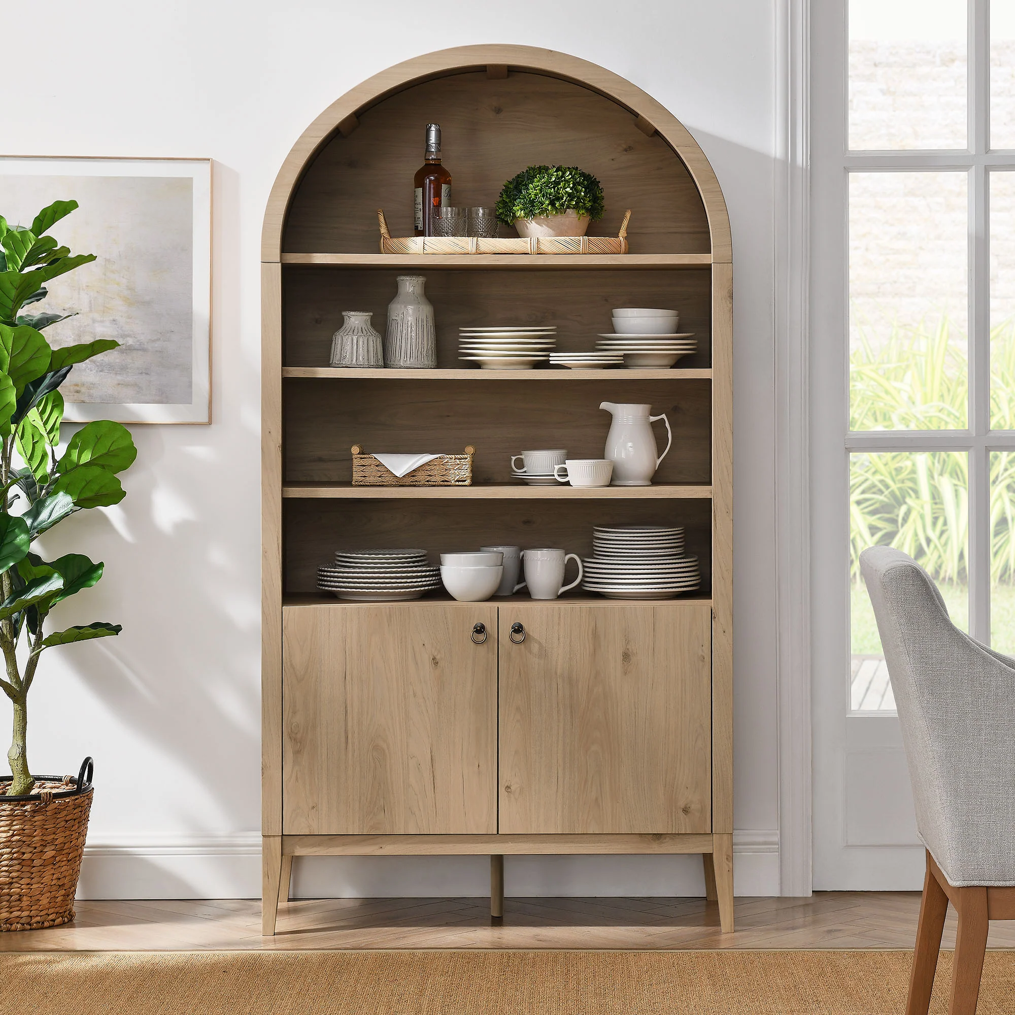 Nolan 74" Tall Wide Arched Storage Display Cabinet Bookshelf by Modway - Image 28